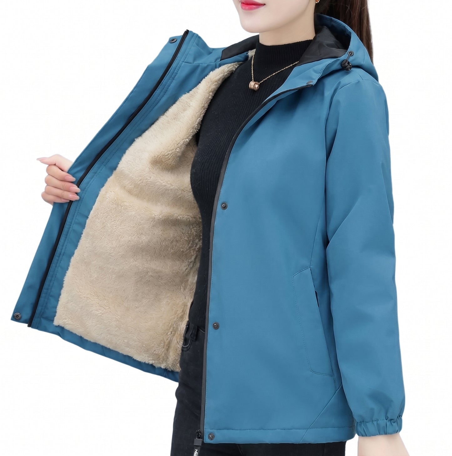 Rosvigor Women Windproof Winter Jacket Fleece Lined Warm Hooded Coat Casual Outdoor Outerwear with Pockets