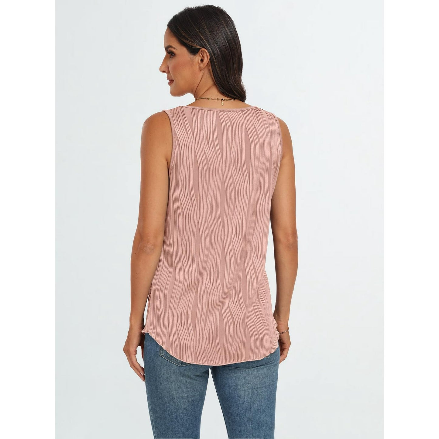Rosvigor Tank Tops for Women Loose Fit Tops Summer Flowy Basic Shirts with Texture