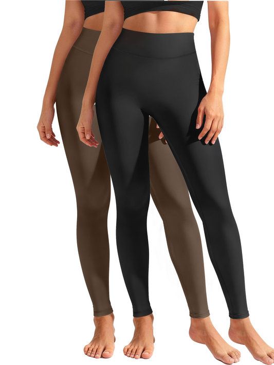 Rosvigor 2 Pack Plus Size Womens Yoga Leggings High Waisted Workout Leggings with No Front Seam Tummy Control Stretch Athletic Pants