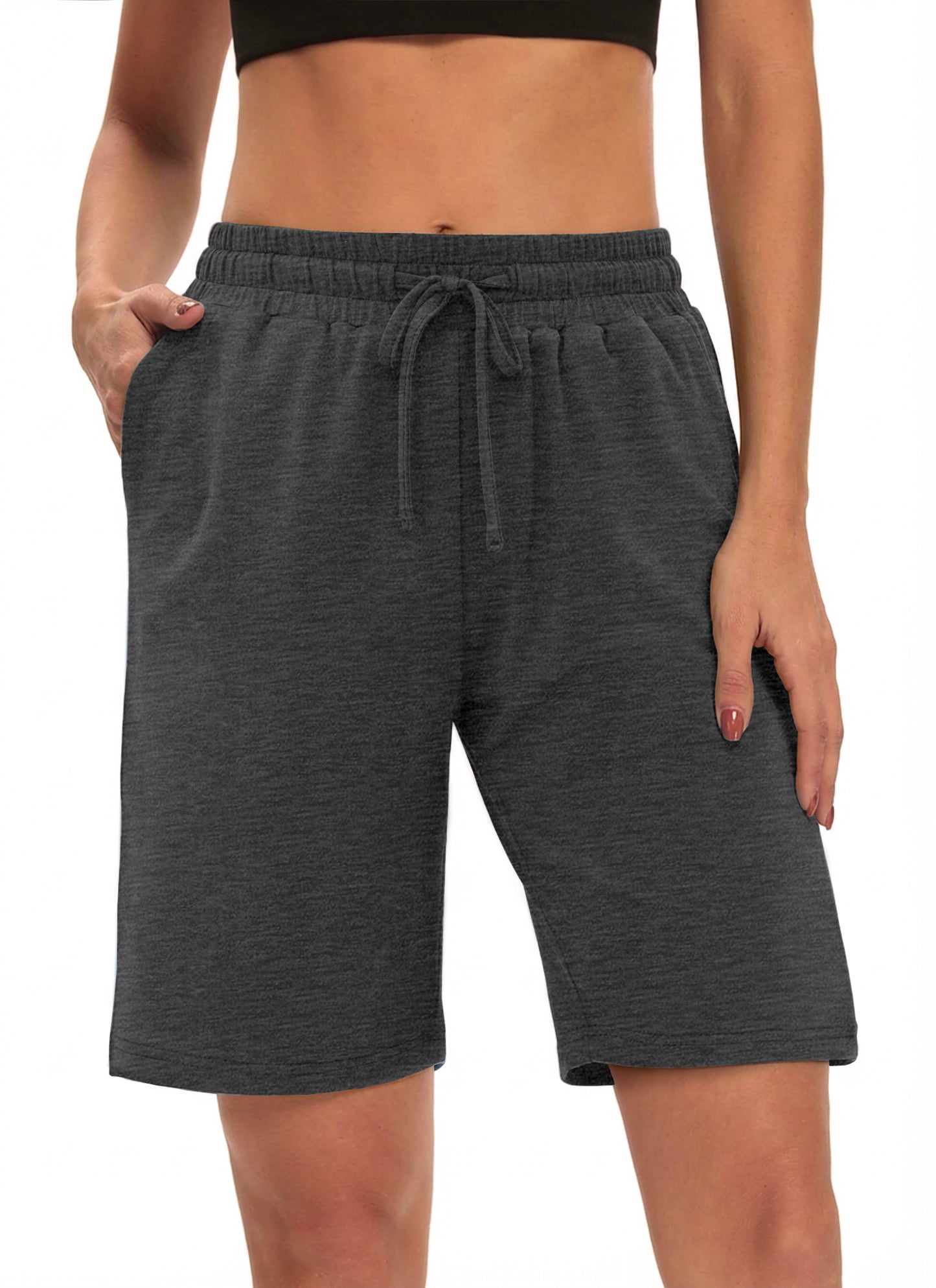 Rosvigor Womens Bermuda Shorts Golf Shorts High Waisted Workout Shorts Jersey Shorts for Women Loung Walking Athletic with Pockets