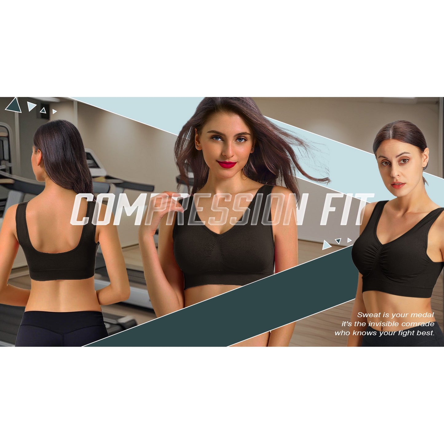 Rosvigor 3 Pack Sports Bra for Women Seamless Wirefree Bras Women Comfort Bra with Removable Pads