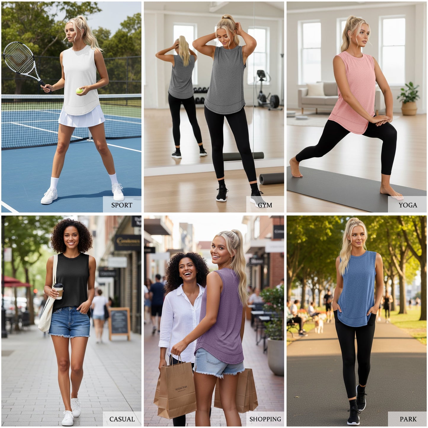 Rosvigior 2 Pack Womens Workout Tank Tops Lightweight Sleeveless Shirts for Women Loose Fit Tops for Athletic Running Tennis Yoga