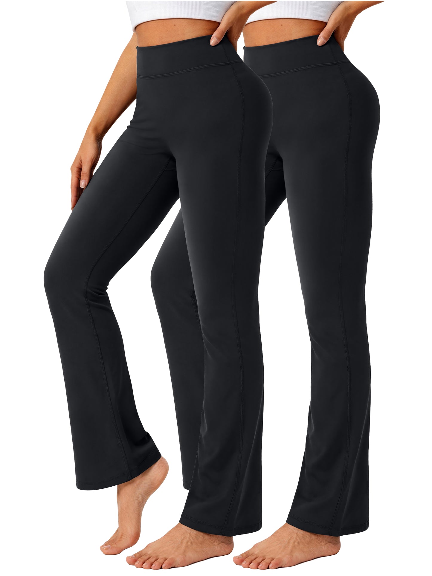 Rosvigor 2 Pack Womens Flare Yoga Pants High Waisted Bootcut Leggings No Front Seam Buttery Soft Leggings for Workout Gym Casual