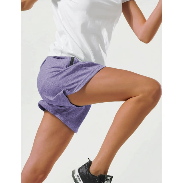 Rosvigor Women Athletic Shorts Gym High Waisted Shorts for Women Casual Lounge Sets with Pockets, 2 Pack