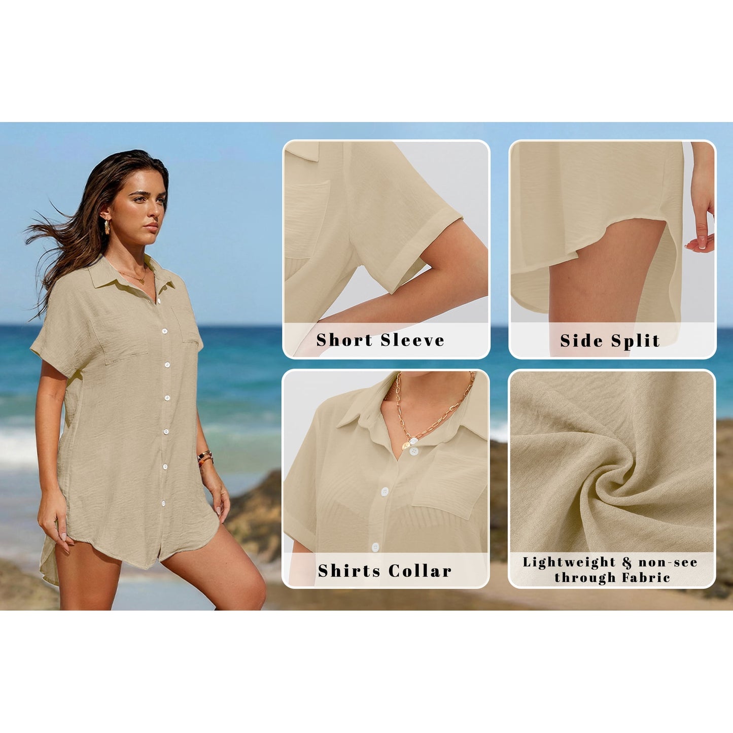 Rosvigor Womens Oversized Button Down Shirts Casual Tops Women Summer Shirt Holiday Blouses
