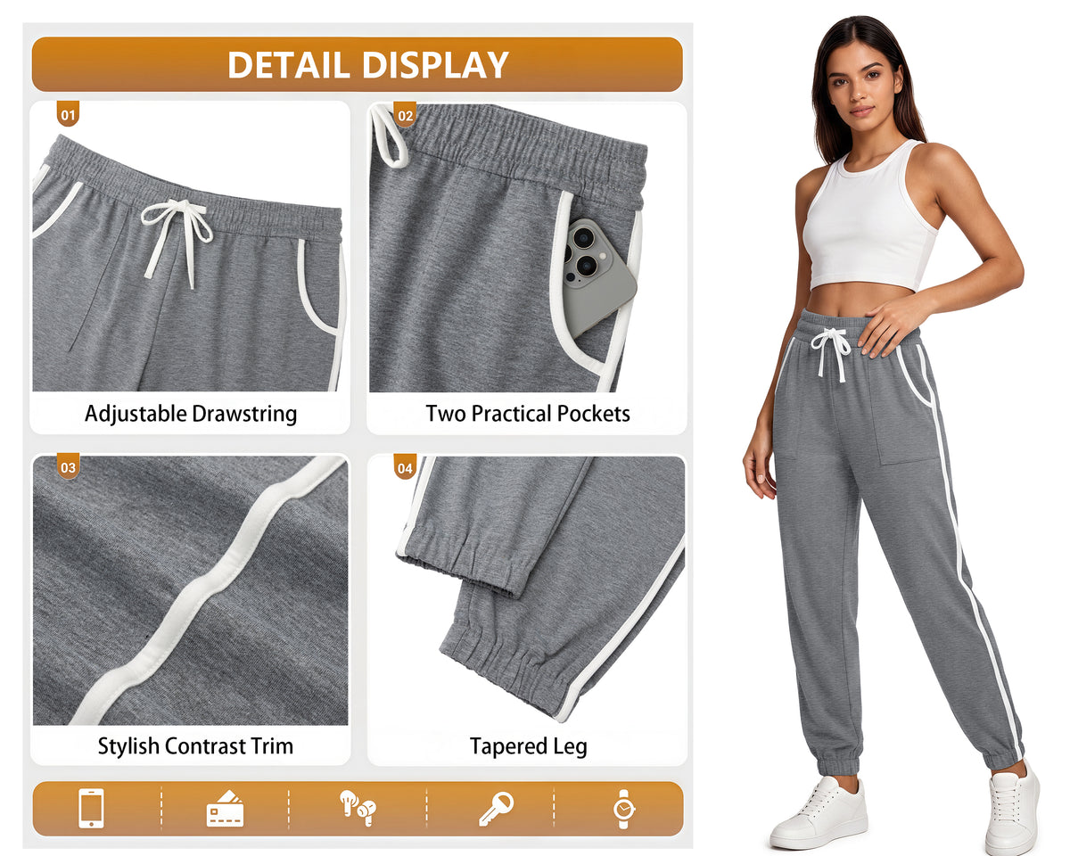 Rosvigor Sweatpants for Women High Waisted Athletic Joggers Drawstring Casual Lounge Workout Pants with Pockets