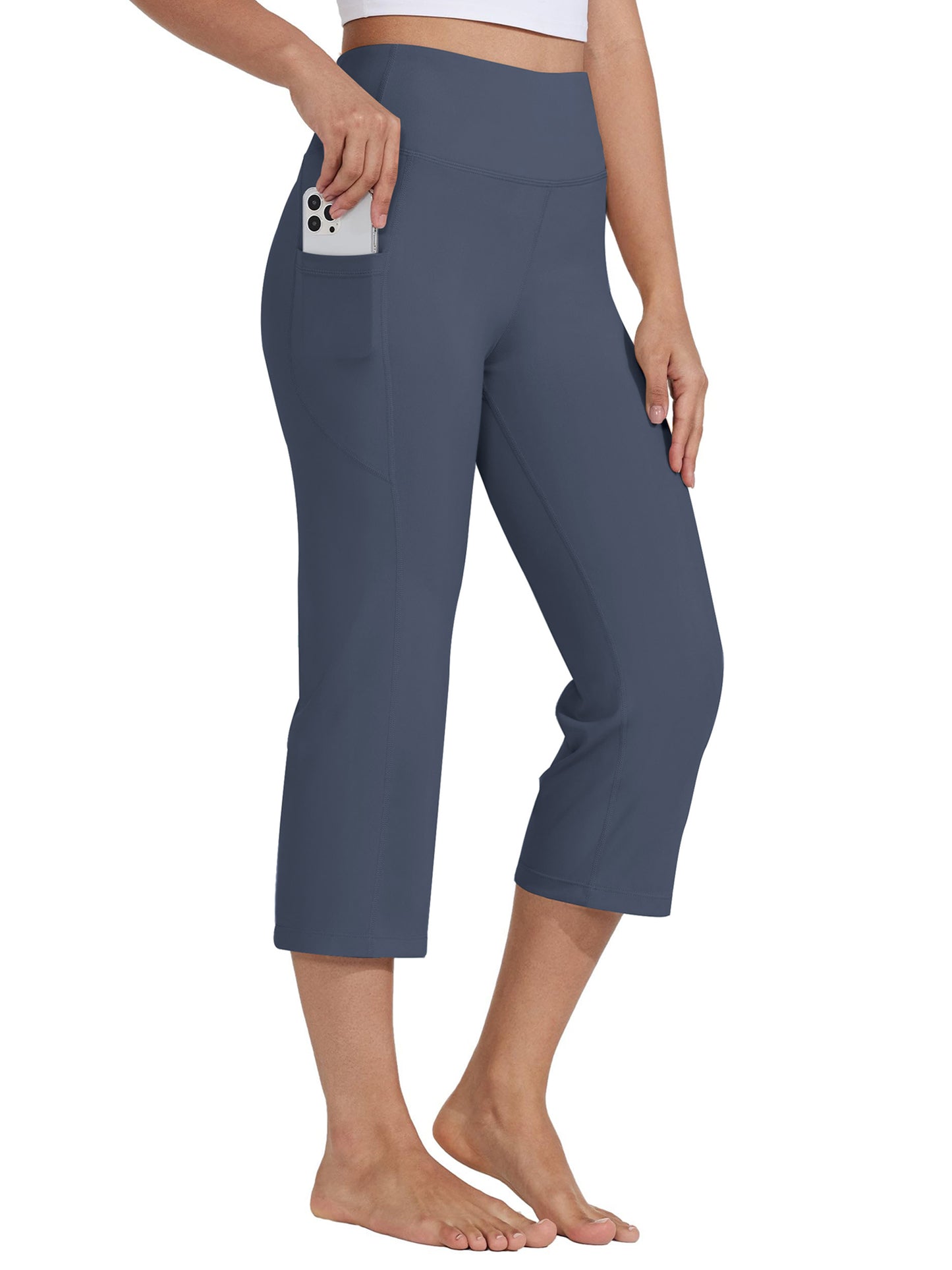 Rosvigor Capris Pants for Women High Waist Yoga Pants Women Athleisure Wide Legs with Pockets