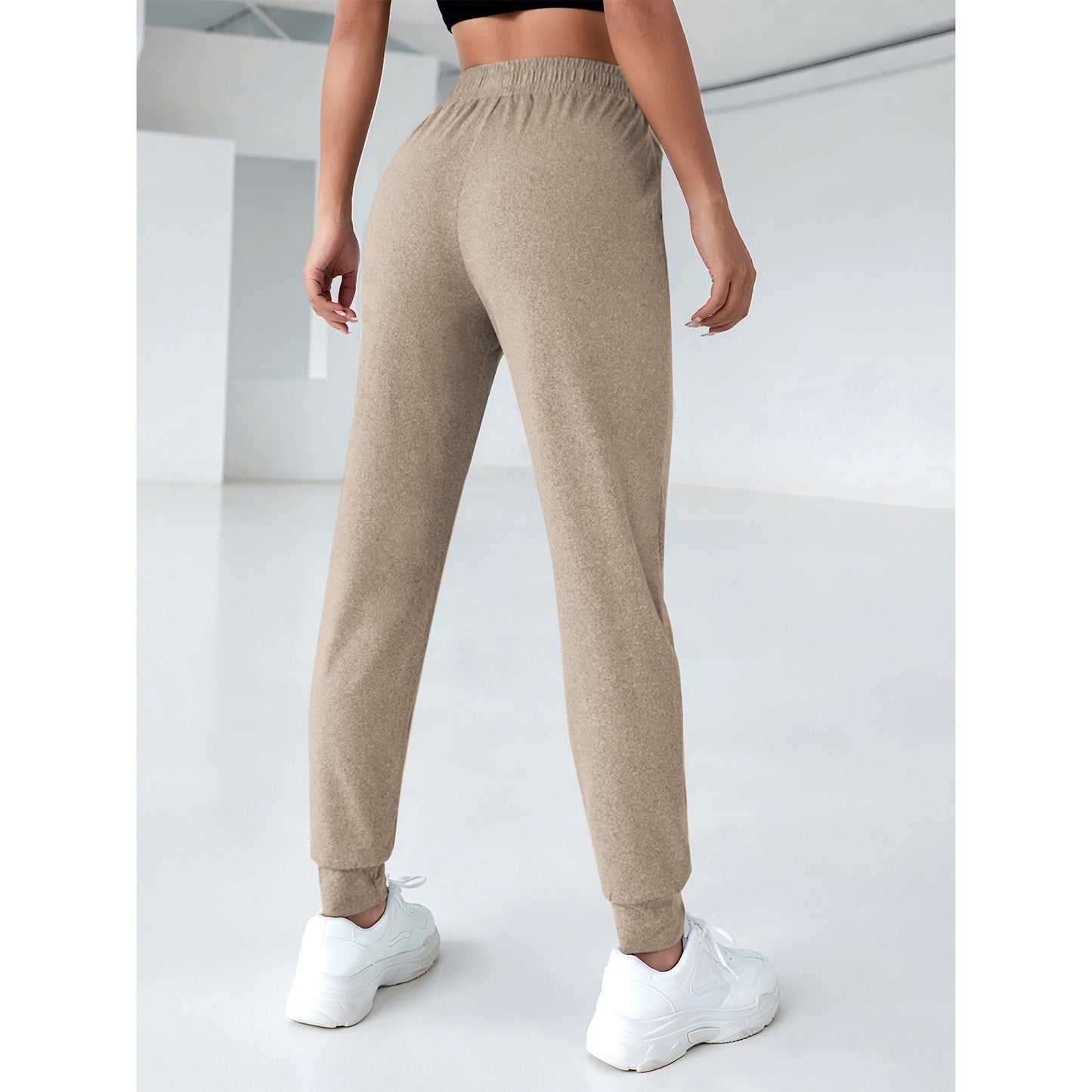 Rosvigor Joggers for Women Elastic Waist Sweatpants Tapered Pants Workout Lounge Trousers with Pockets