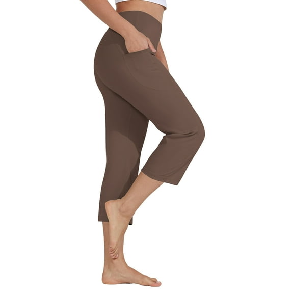 Rosvigor Capris Pants for Women High Waist Yoga Pants Women Athleisure Wide Legs with Pockets