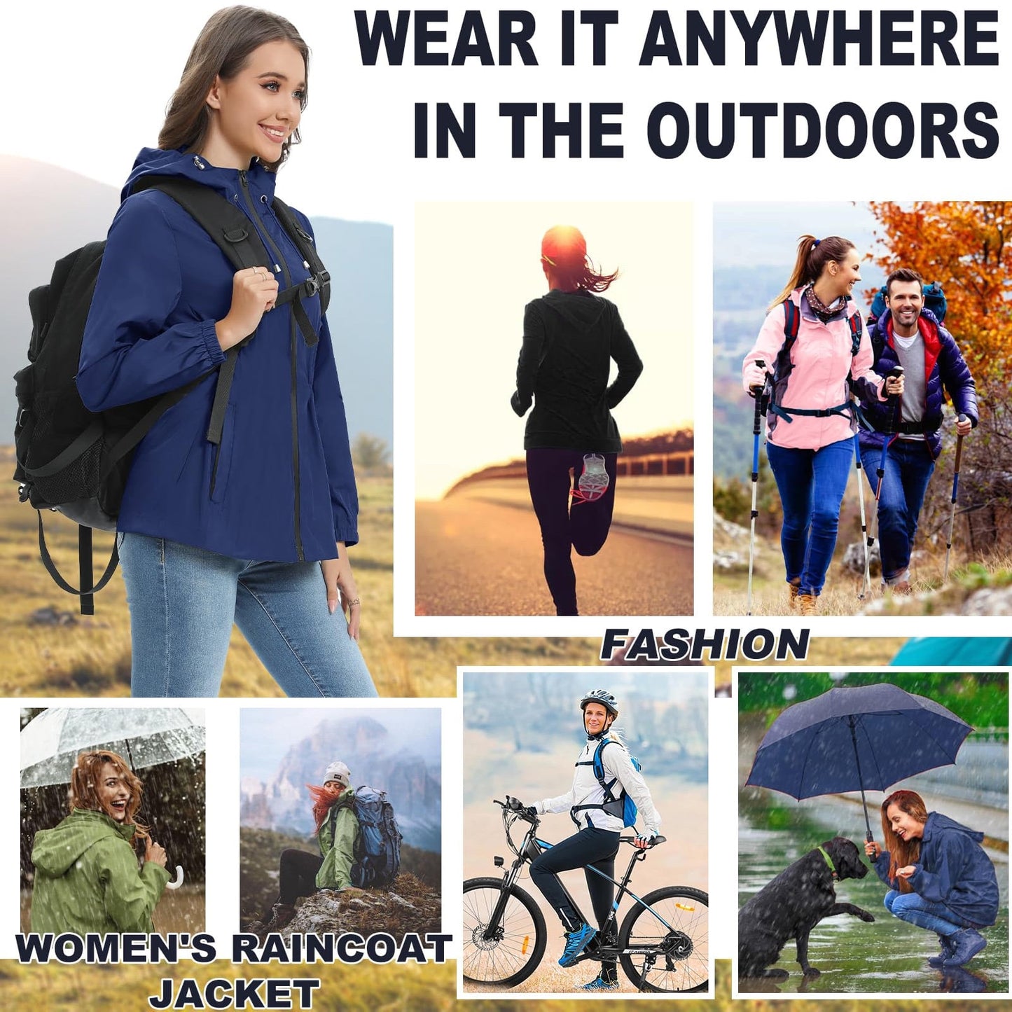 Rosvigor Women Lightweight Jackets Hooded Windbreaker Women Portable Waterproof Raincoat Hiking Travel Jackets