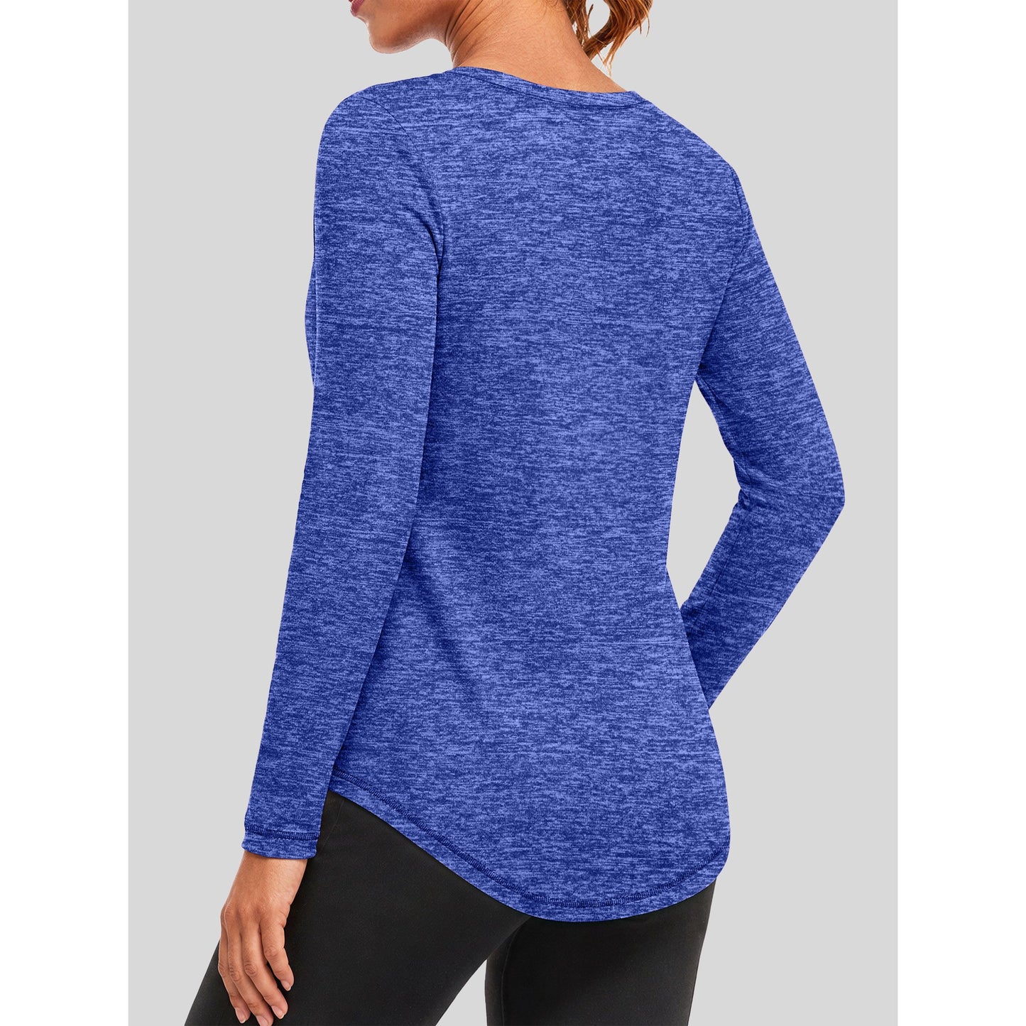 Rosvigor Womens Long Sleeve Workout Tops V Neck Athletic Shirts Quick Dry Running Gym Yoga Tops Loose Fit Activewear