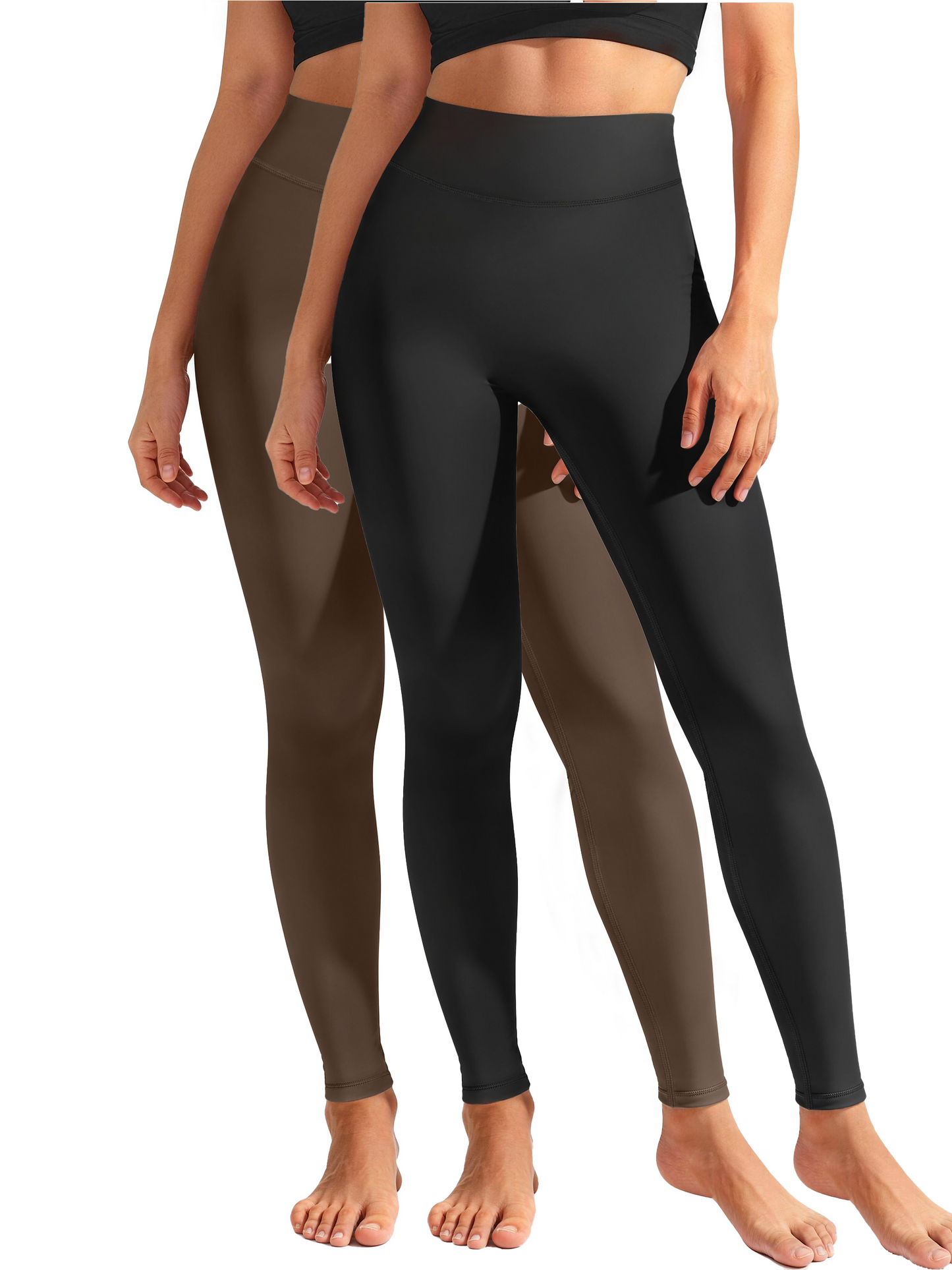 Rosvigor 2 Pack Plus Size Womens Yoga Leggings High Waisted Workout Leggings with No Front Seam Tummy Control Stretch Athletic Pants