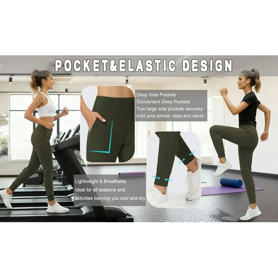 Rosvigor Yoga Women Joggers Athletic Pants for Women Elastic High Waisted Tapered Casual Pants with Pockets