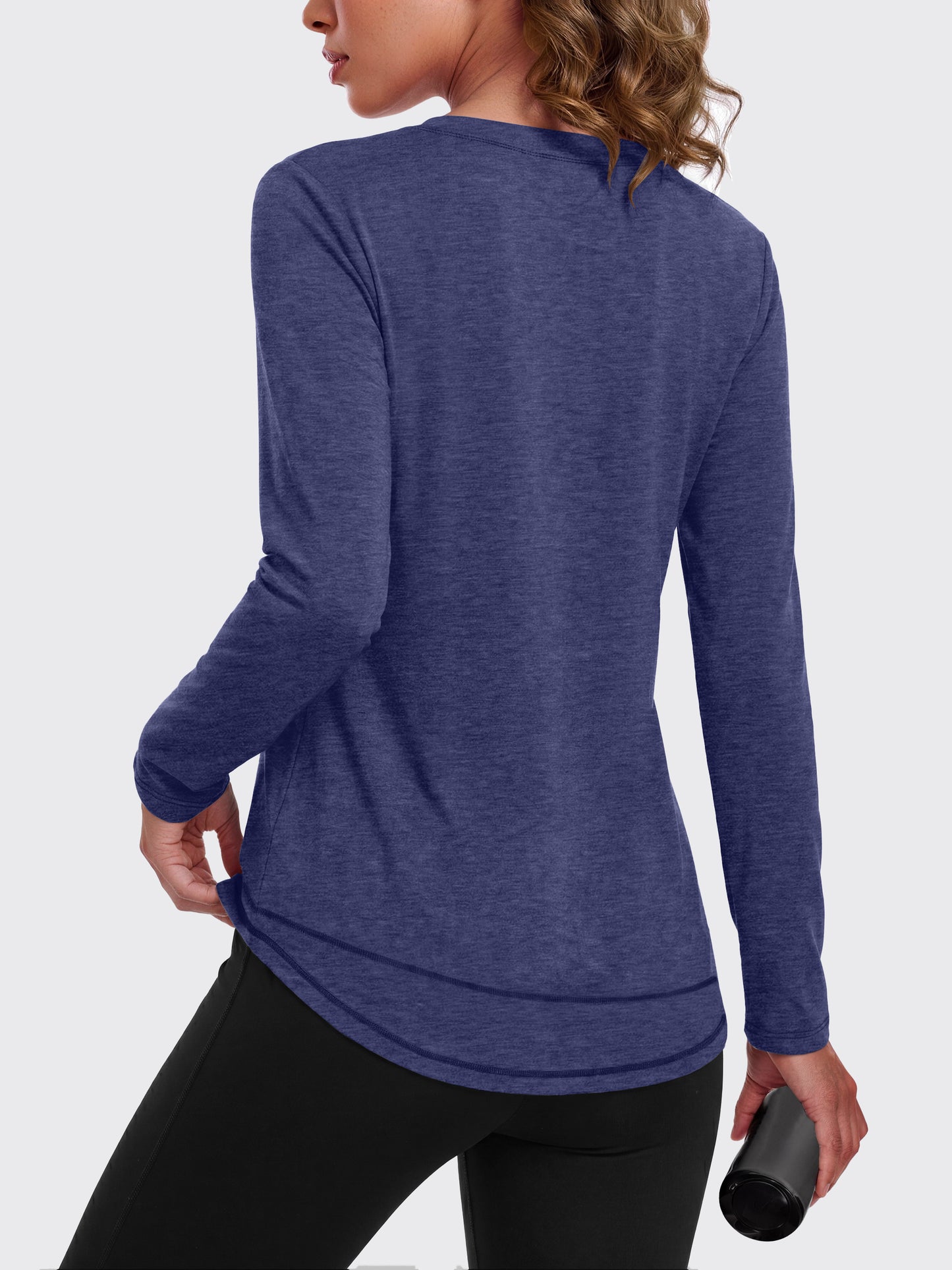 Rosvigor Womens V Neck Workout Tops Long Sleeve Athletic Shirts Loose Lightweight Womens Activewear for Running Yoga Gym