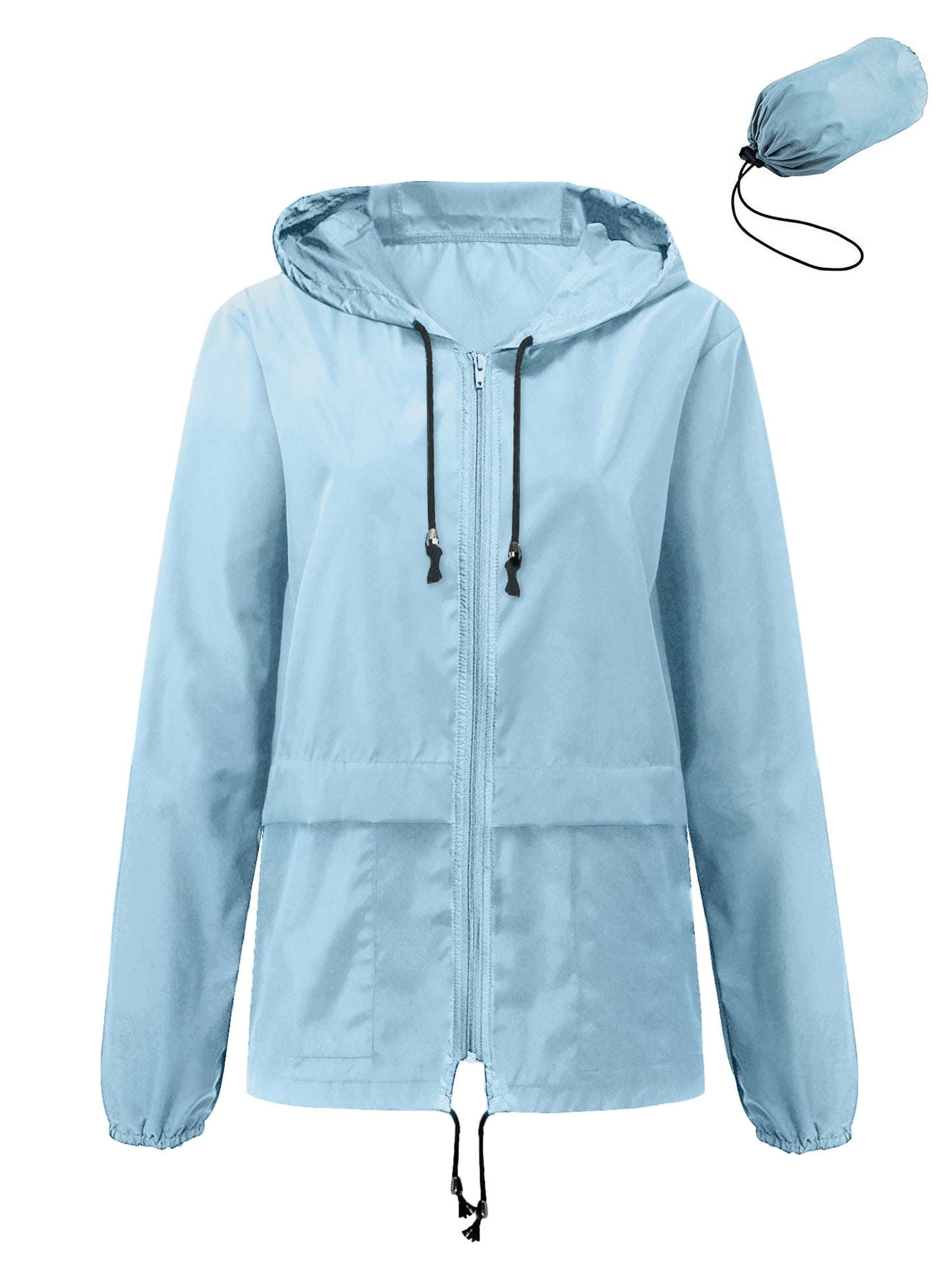 Rosvigor Womens Waterproof Raincoat Lightweight Color Block Jackets Windproof Hooded Jacket with Pockets