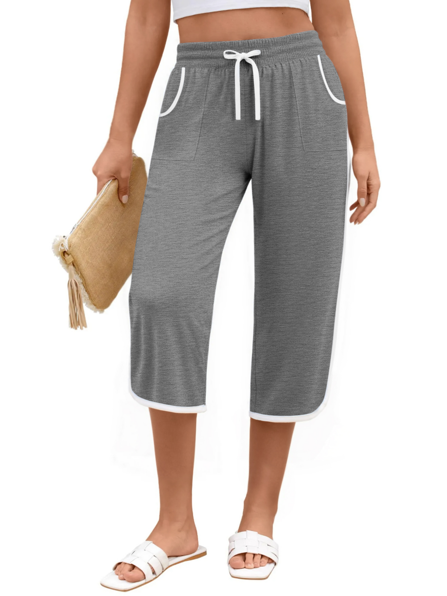 Rosvigor Capris Pants for Women High Waisted Lightweight Pants Summer Casual Joggers with Pockets