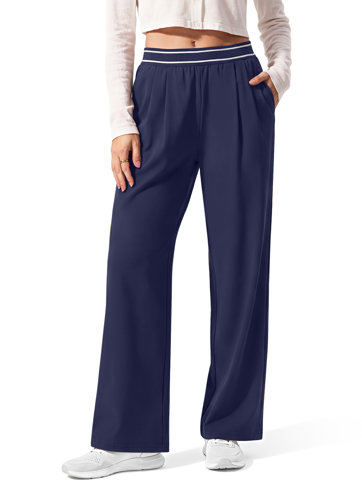 Rosvigor Women Yoga Pants High Waisted Athletic Pants Lightweight Straight Leg Workout Travel Pants with Pockets