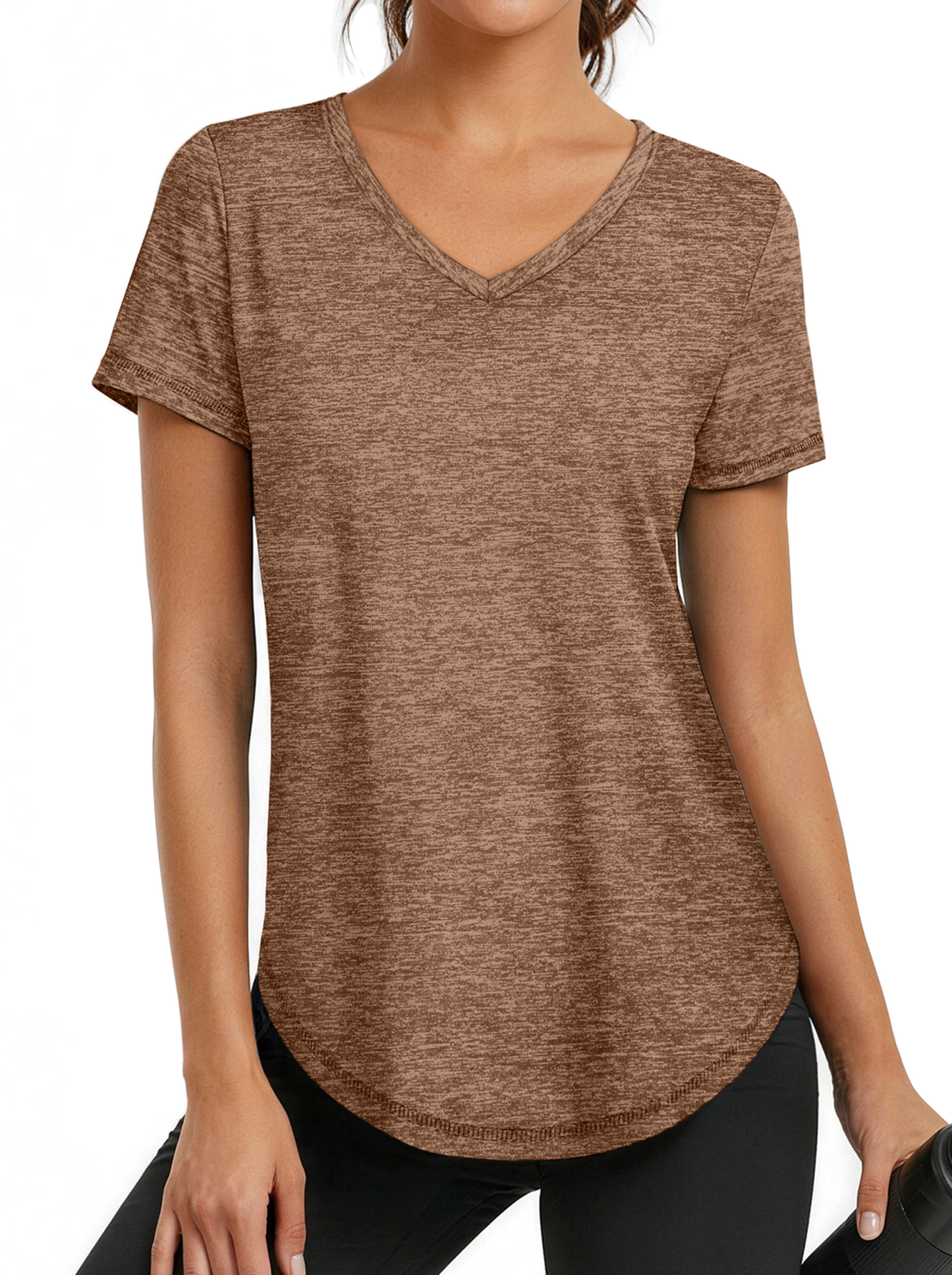 Rosvigor Womens Workout Tops V Neck Tee Shirts Quick Dry Athletic Shirts Women Loose Gym Running Tops