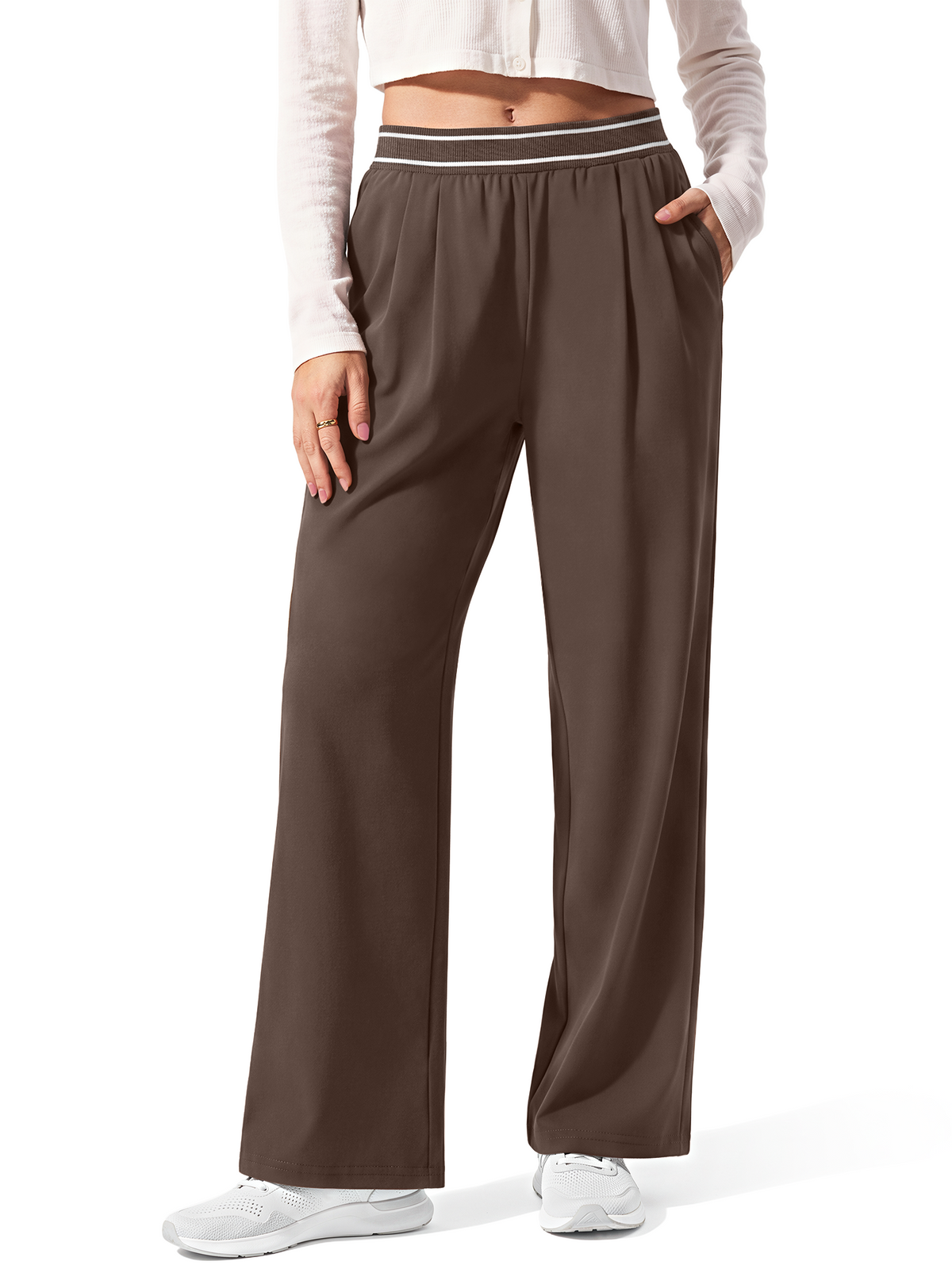 Rosvigor Women Yoga Pants High Waisted Athletic Pants Lightweight Straight Leg Workout Travel Pants with Pockets