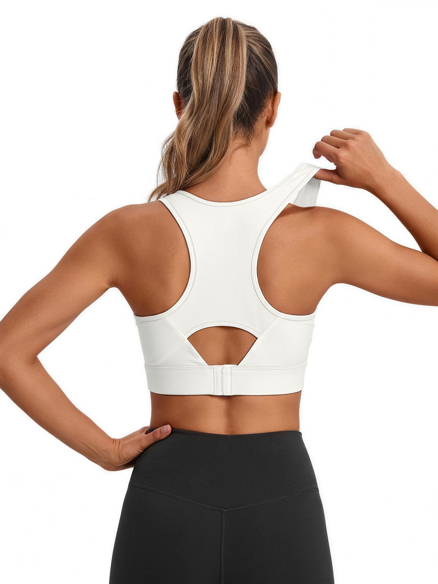Rosvigor High Impact Sports Bra for Women Adjustable Racerback Full Support Padded Workout Bra for Running Gym Large Bust