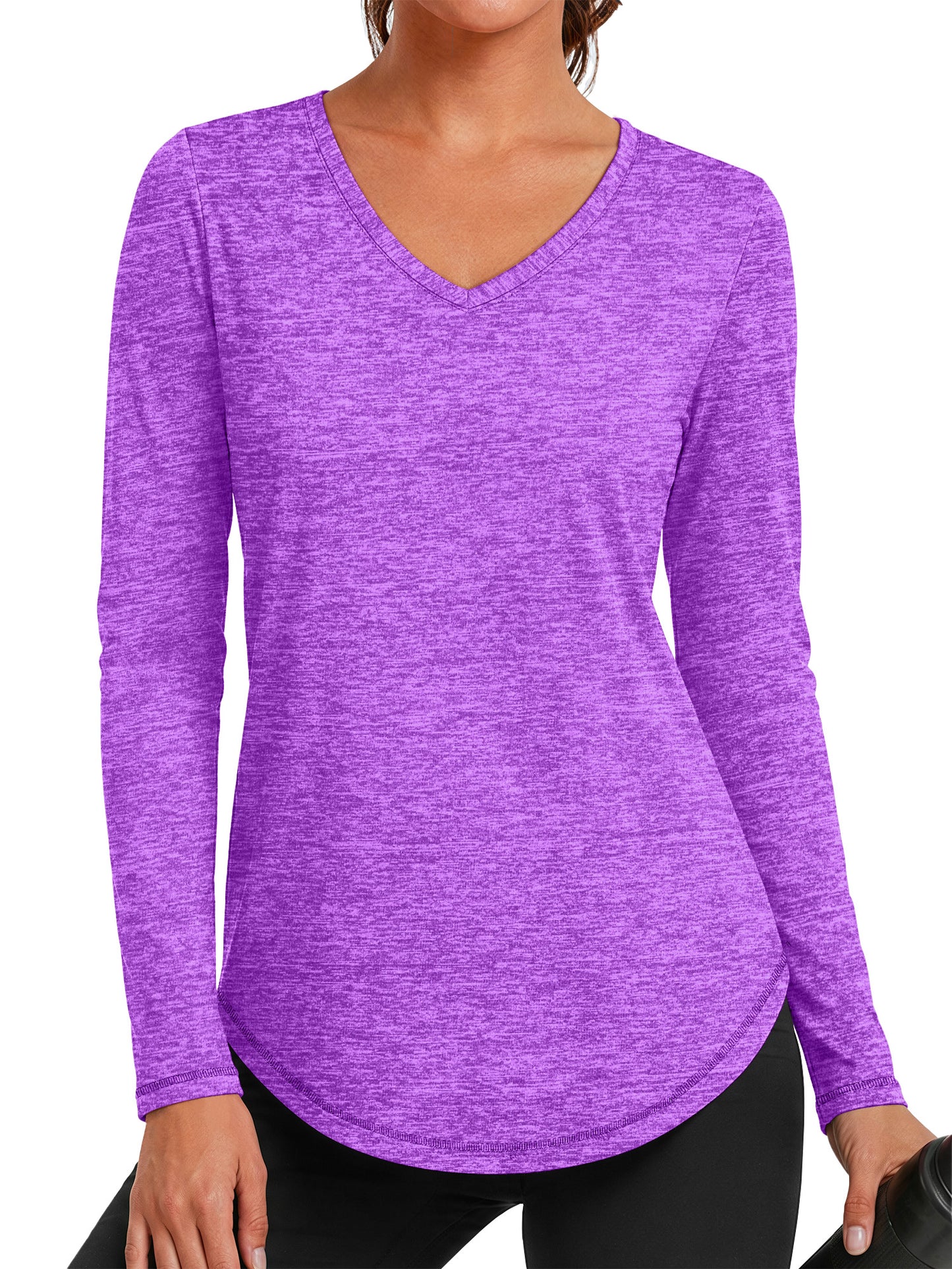 Rosvigor Womens Long Sleeve Workout Tops V Neck Athletic Shirts Quick Dry Running Gym Yoga Tops Loose Fit Activewear