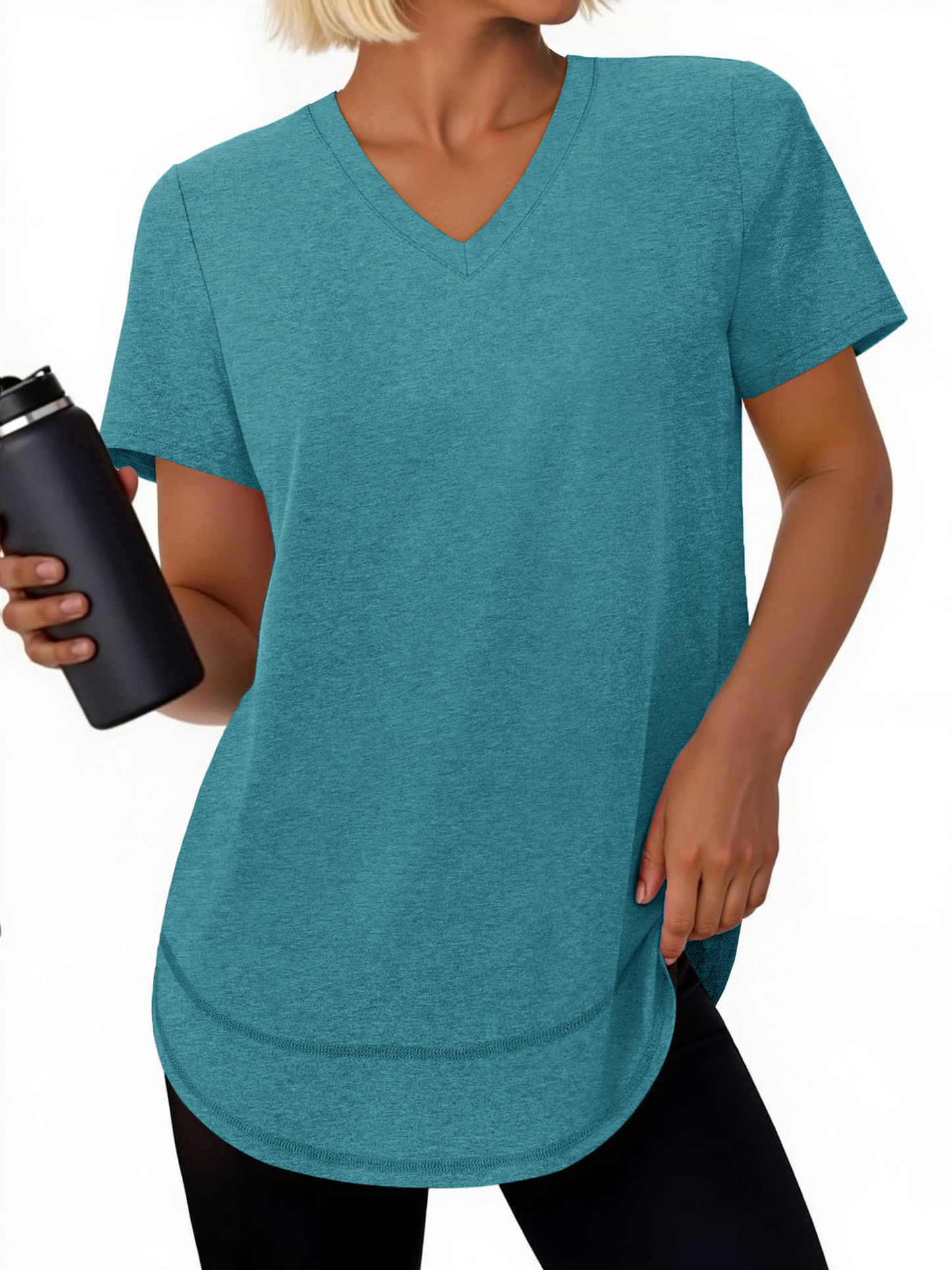 Rosvigor Womens Workout Tops V Neck T Shirts Comfy Athletic Shirts Loose Women Activewear Top for Gym Running Yoga