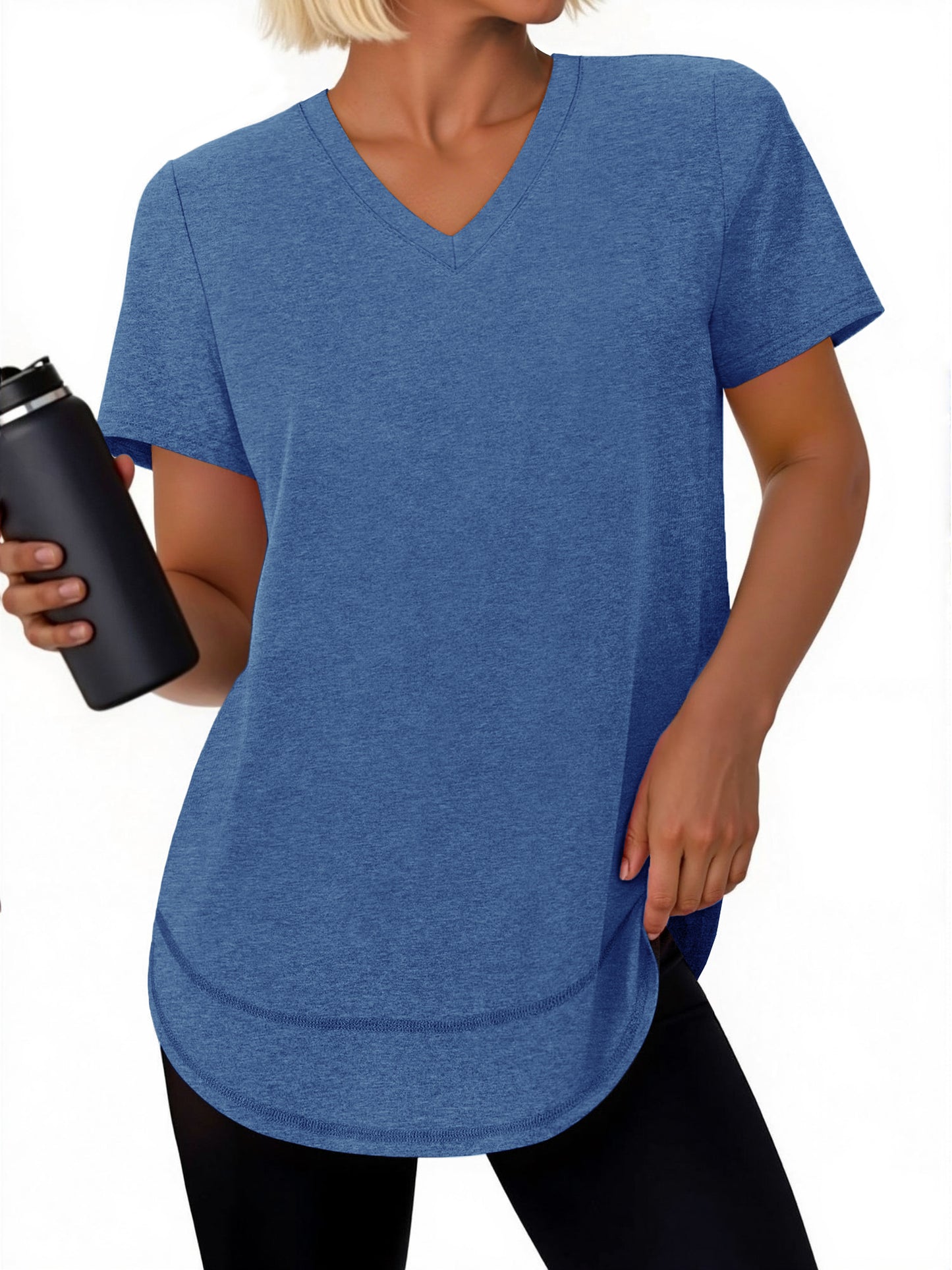 Rosvigor Womens Workout Tops V Neck T Shirts Comfy Athletic Shirts Loose Women Activewear Top for Gym Running Yoga