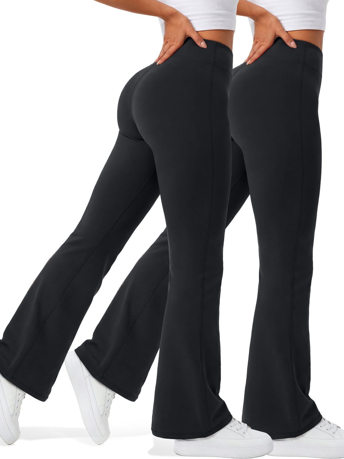 Rosvigor 2 Pack Womens Flare Yoga Pants High Waisted Bootcut Leggings No Front Seam Buttery Soft Leggings for Workout Gym Casual