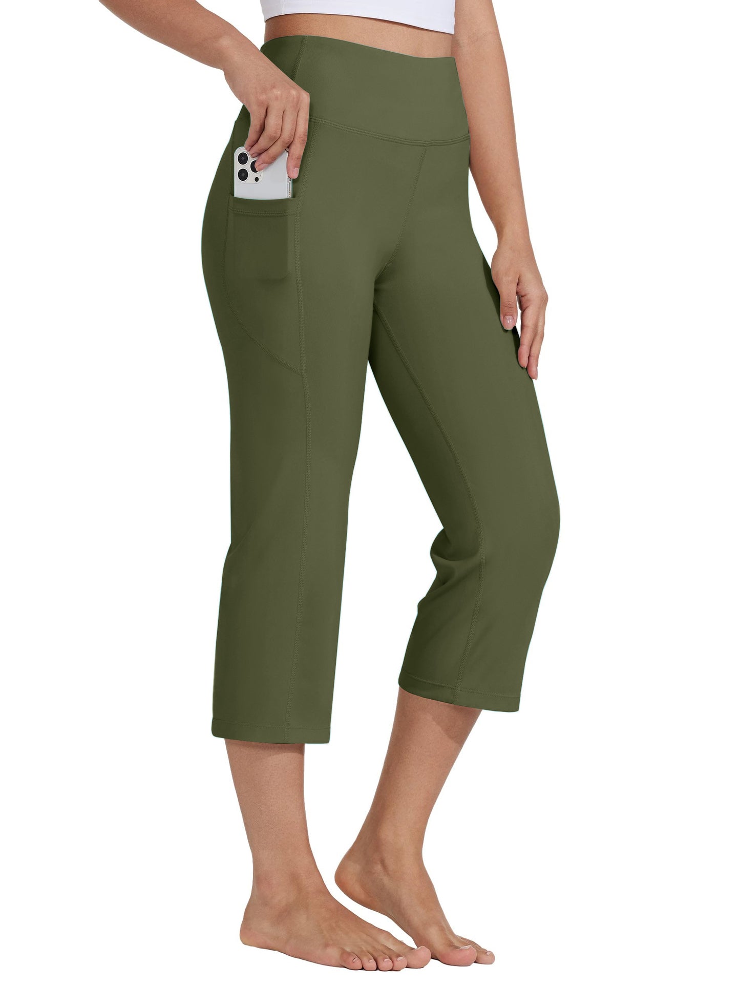 Rosvigor Capris Pants for Women High Waist Yoga Pants Women Athleisure Wide Legs with Pockets