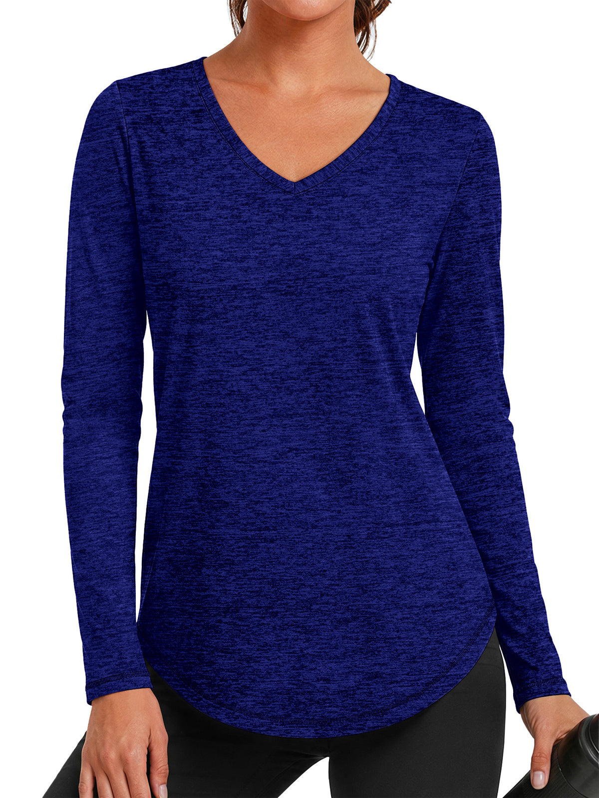 Rosvigor Womens Long Sleeve Workout Tops V Neck Athletic Shirts Quick Dry Running Gym Yoga Tops Loose Fit Activewear