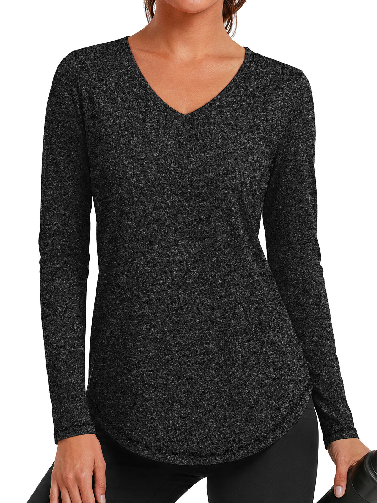 Rosvigor Womens Long Sleeve Workout Tops V Neck Athletic Shirts Quick Dry Running Gym Yoga Tops Loose Fit Activewear