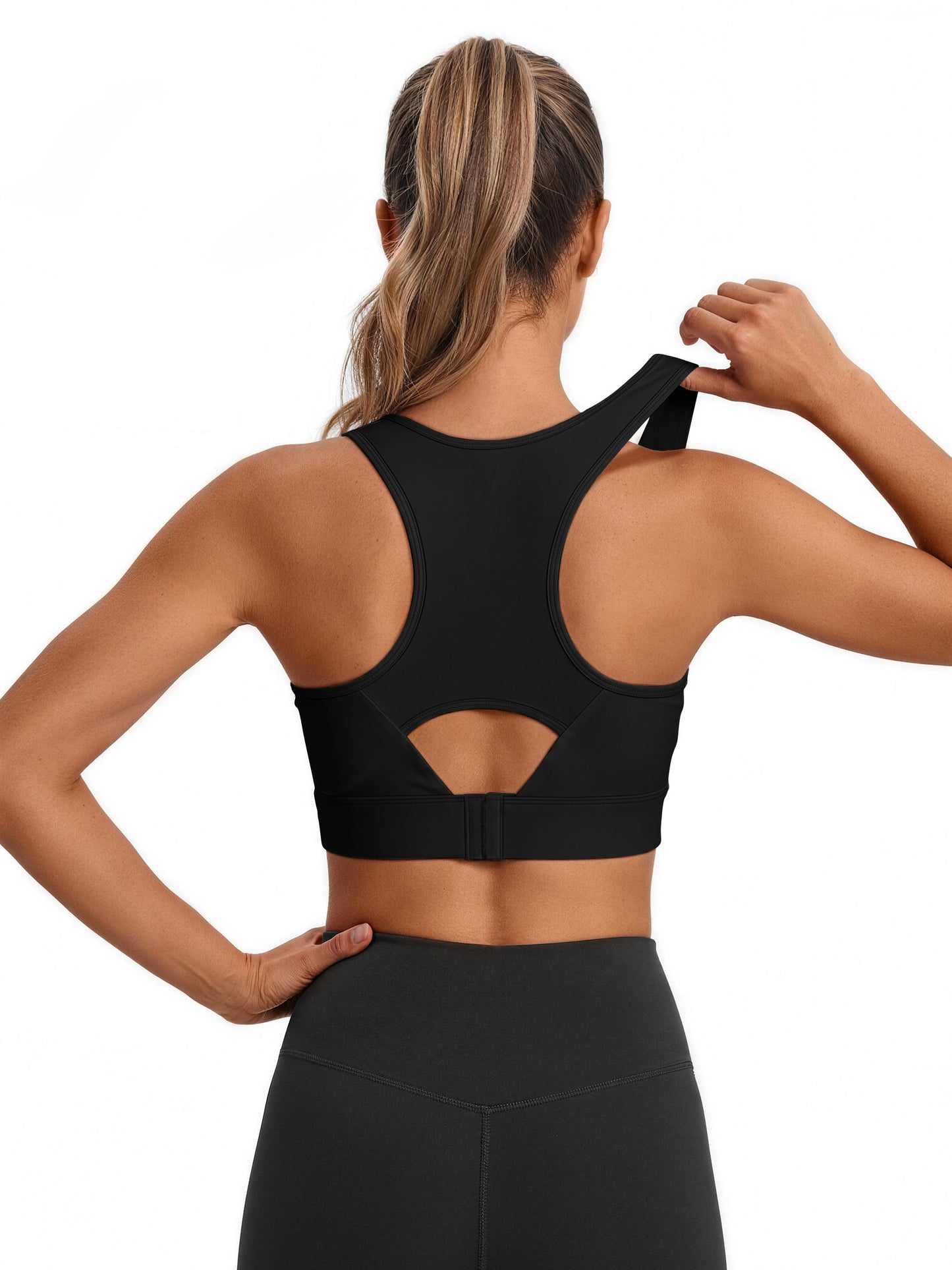 Rosvigor High Impact Sports Bra for Women Adjustable Racerback Full Support Padded Workout Bra for Running Gym Large Bust