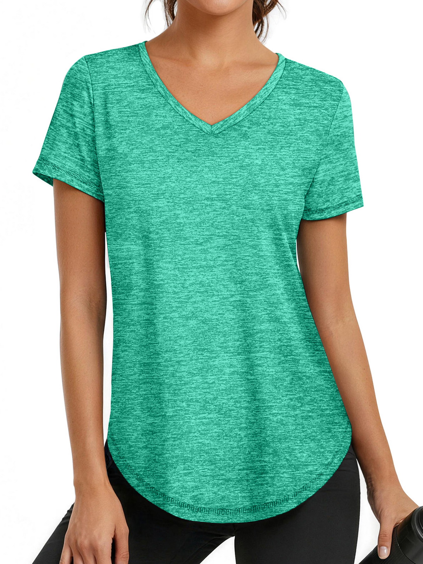 Rosvigor Womens Workout Tops V Neck Tee Shirts Quick Dry Athletic Shirts Women Loose Gym Running Tops