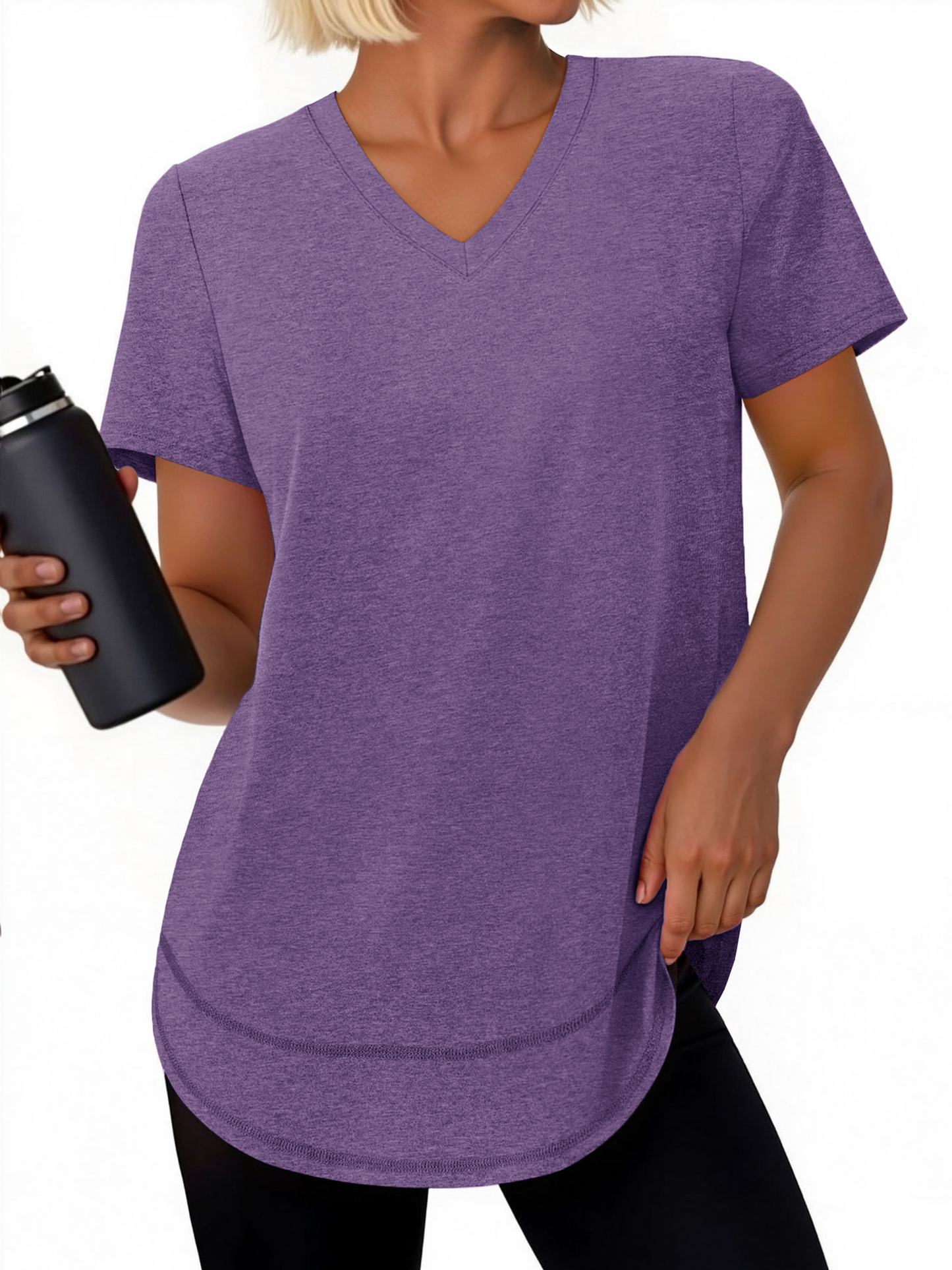 Rosvigor Womens Workout Tops V Neck T Shirts Comfy Athletic Shirts Loose Women Activewear Top for Gym Running Yoga