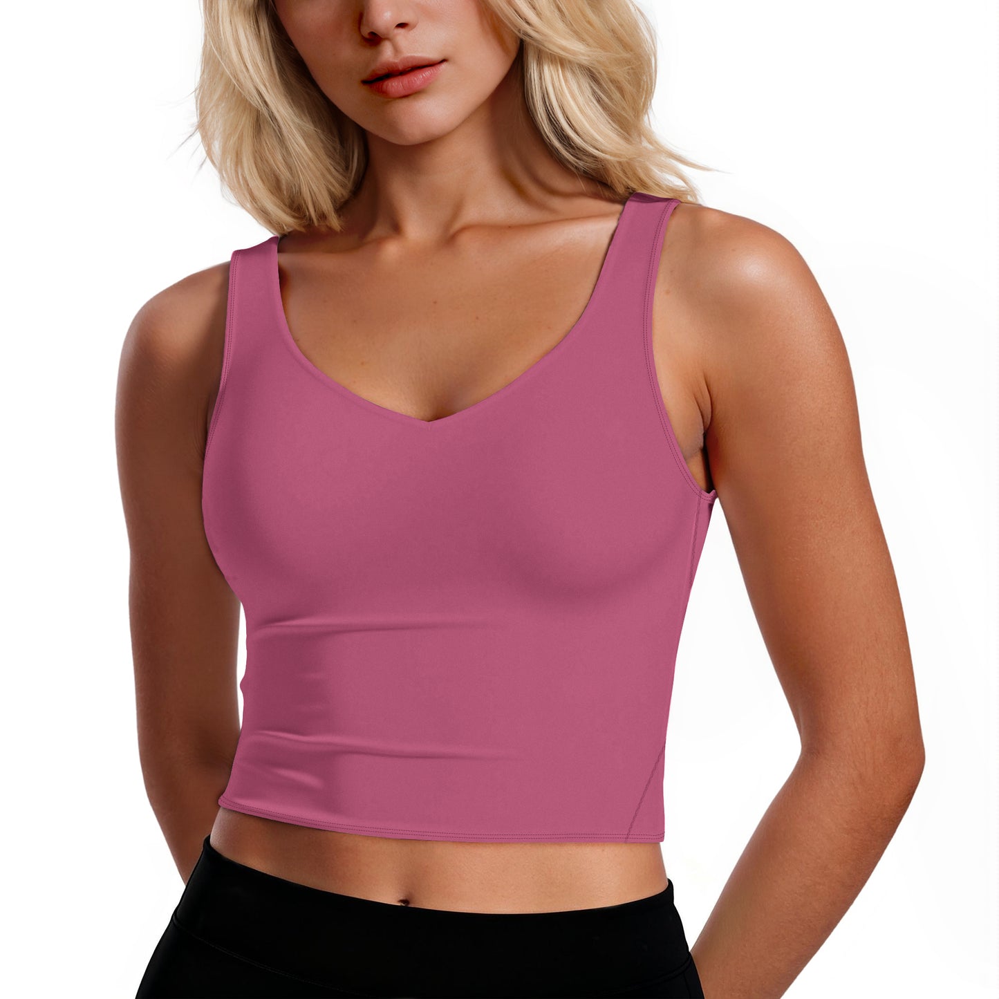 Rosvigor Womens Sports Bras Longline Wirefree Padded Workout Tank Tops for Women