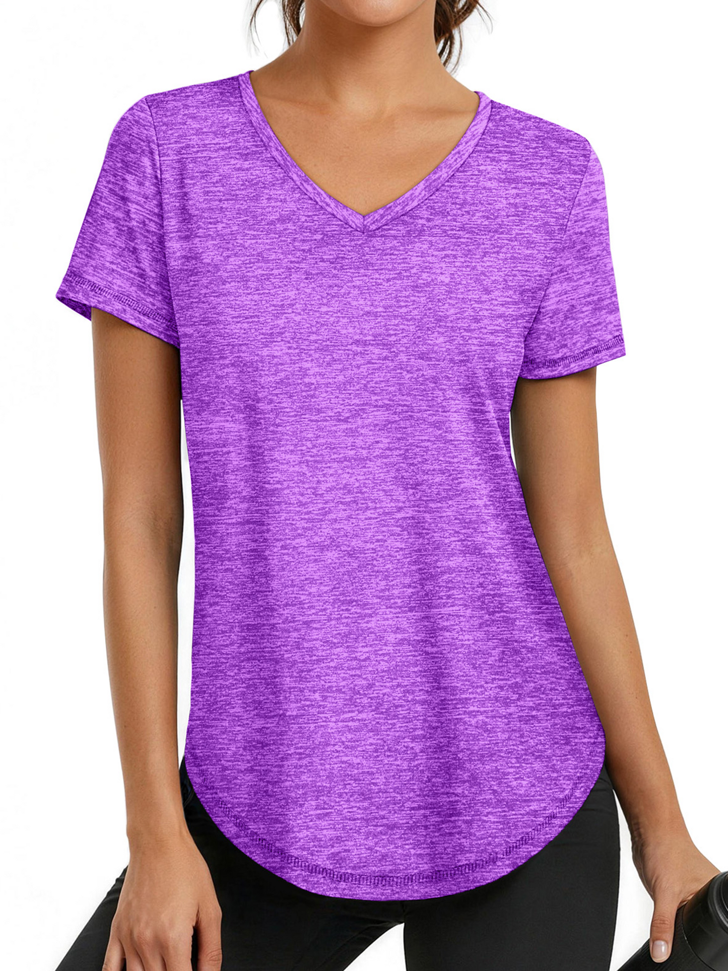 Rosvigor Womens Workout Tops V Neck Tee Shirts Quick Dry Athletic Shirts Women Loose Gym Running Tops