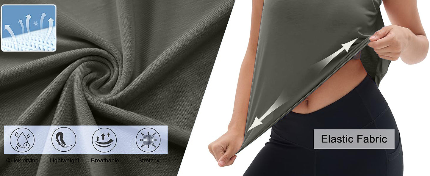 Rosvigor Workout Tops for Women Open Back Loose Fit Tank Tops Women Athletic Yoga Shirts Gym Tops