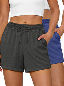 Rosvigor 2 Pack Women Shorts High Waisted Athletic Shorts for Women with Pockets for Gym Workout Running Lounge