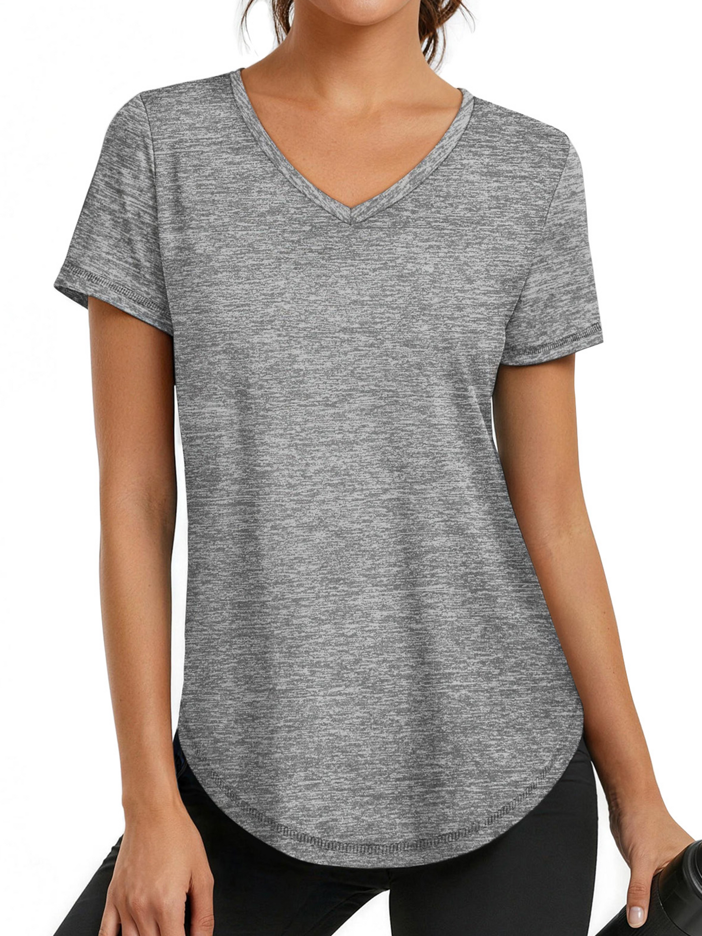 Rosvigor Womens Workout Tops V Neck Tee Shirts Quick Dry Athletic Shirts Women Loose Gym Running Tops