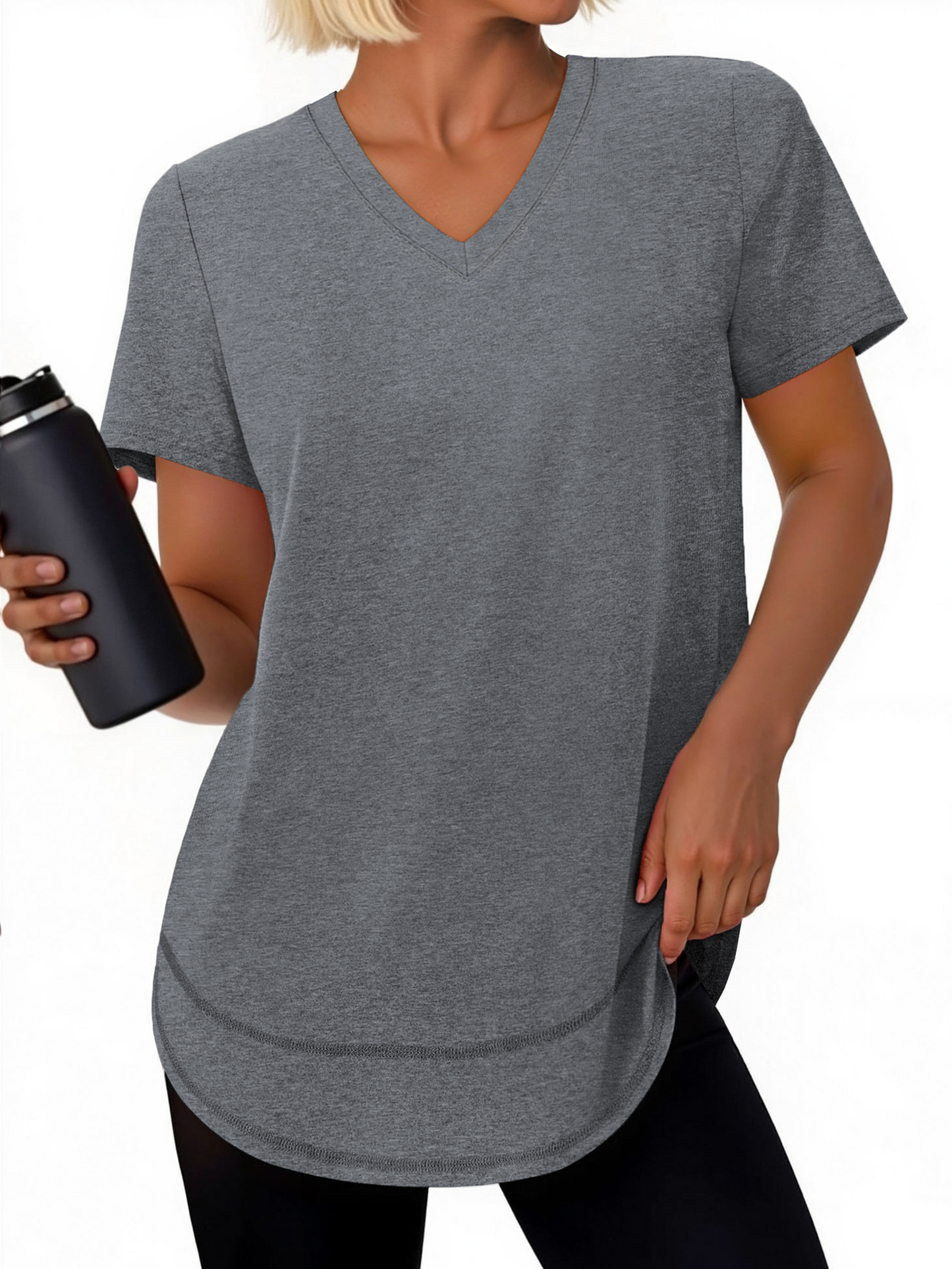 Rosvigor Womens Workout Tops V Neck T Shirts Comfy Athletic Shirts Loose Women Activewear Top for Gym Running Yoga