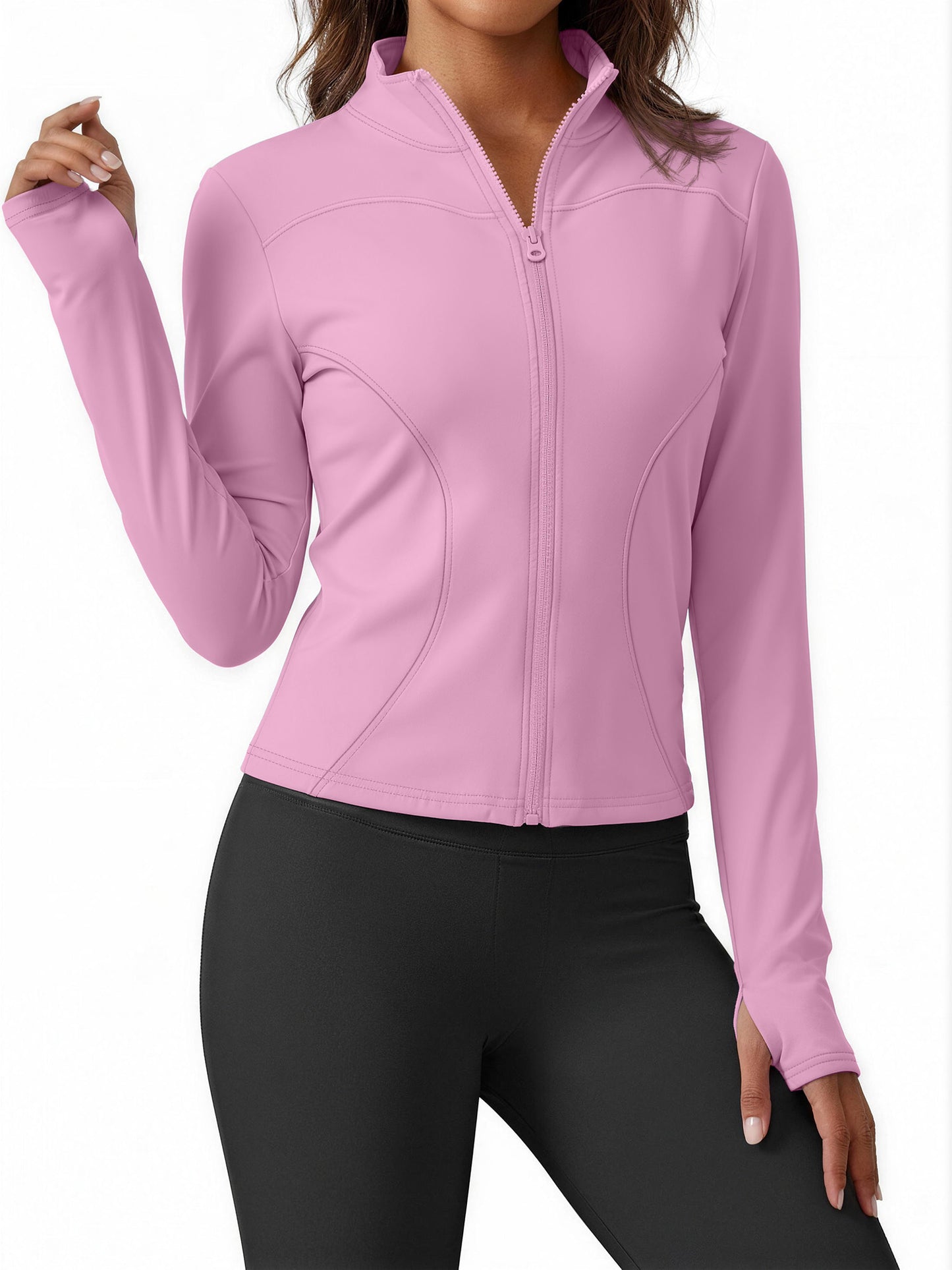 Rosvigor Women’s UPF 50+ Lightweight Athletic Jacket – Full Zip Sun Protection Long Sleeve Hiking Shirt with Thumb Holes
