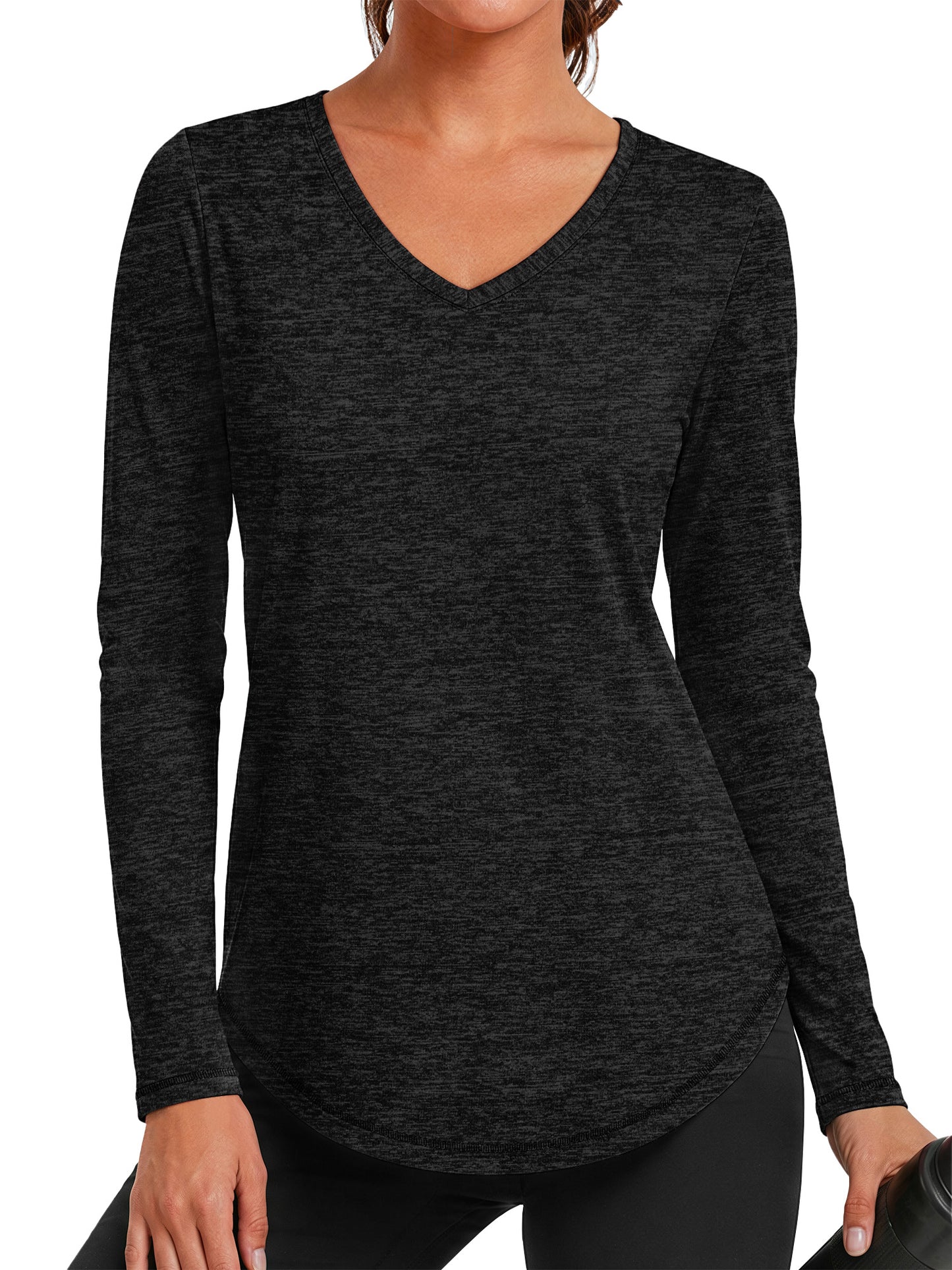 Rosvigor Womens Long Sleeve Workout Tops V Neck Athletic Shirts Quick Dry Running Gym Yoga Tops Loose Fit Activewear