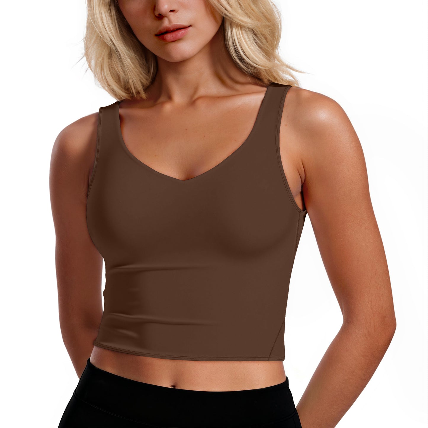 Rosvigor Womens Sports Bras Longline Wirefree Padded Workout Tank Tops for Women