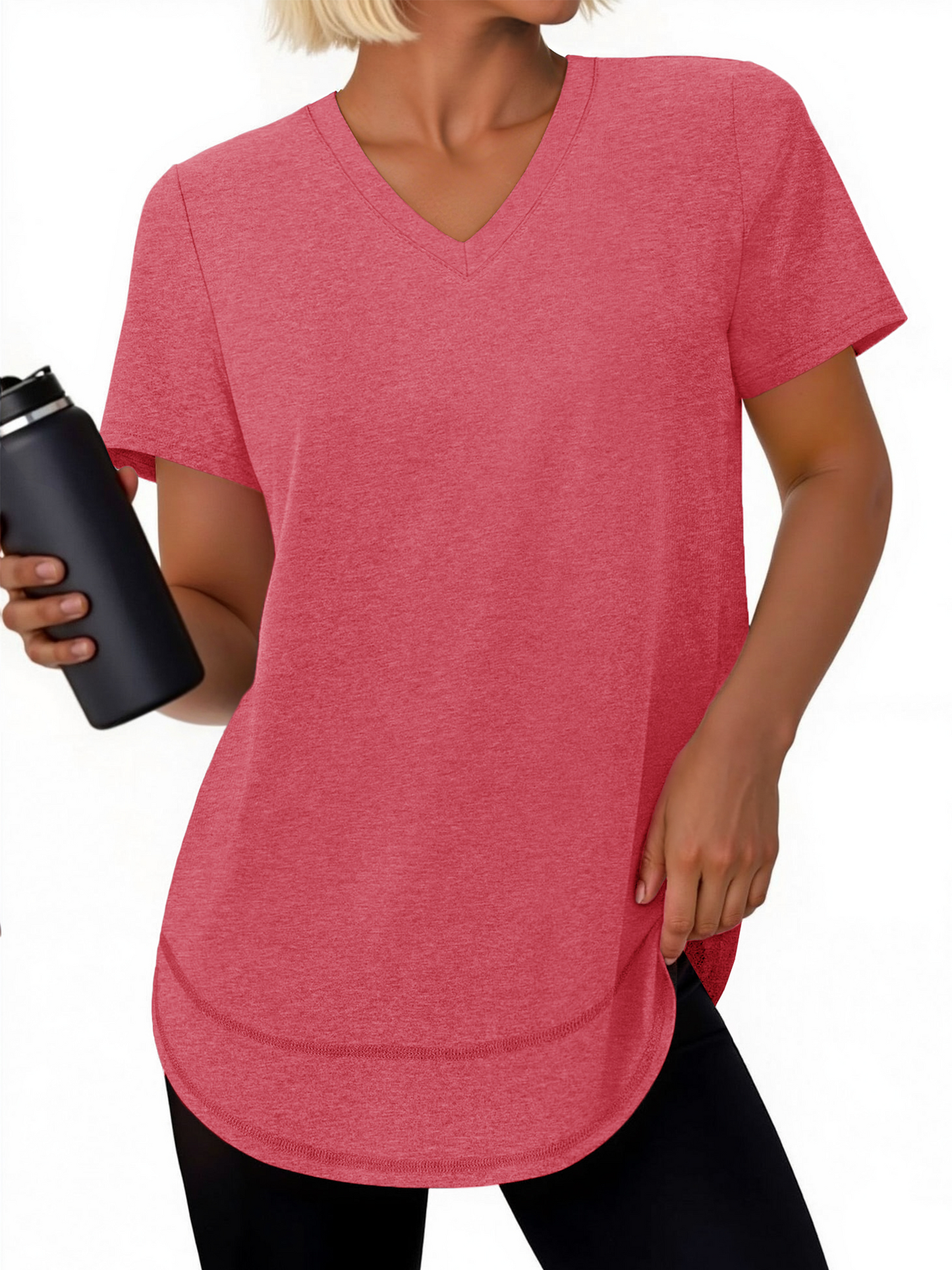 Rosvigor Womens Workout Tops V Neck T Shirts Comfy Athletic Shirts Loose Women Activewear Top for Gym Running Yoga