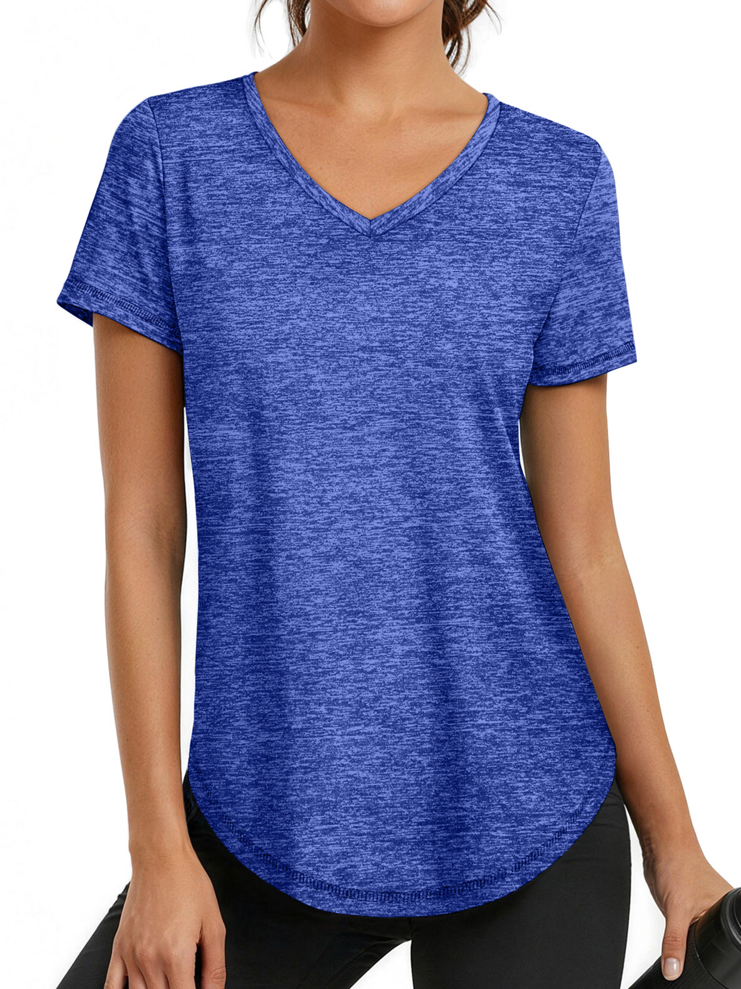 Rosvigor Womens Workout Tops V Neck Tee Shirts Quick Dry Athletic Shirts Women Loose Gym Running Tops