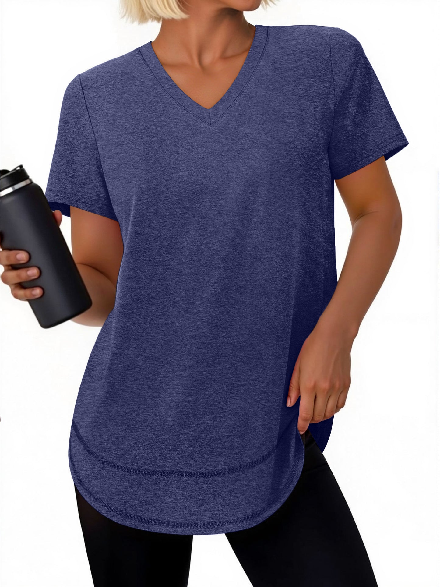 Rosvigor Womens Workout Tops V Neck T Shirts Comfy Athletic Shirts Loose Women Activewear Top for Gym Running Yoga