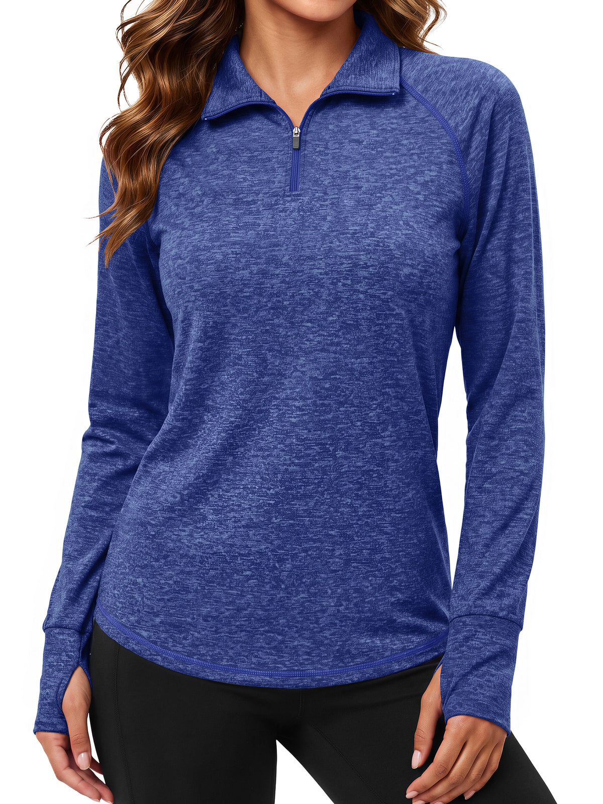 Rosvigor Womens Quarter Zip Pullover Sweatshirt Long Sleeve Athletic Shirts Loose Pullover Activewear Tops with Thumb Holes