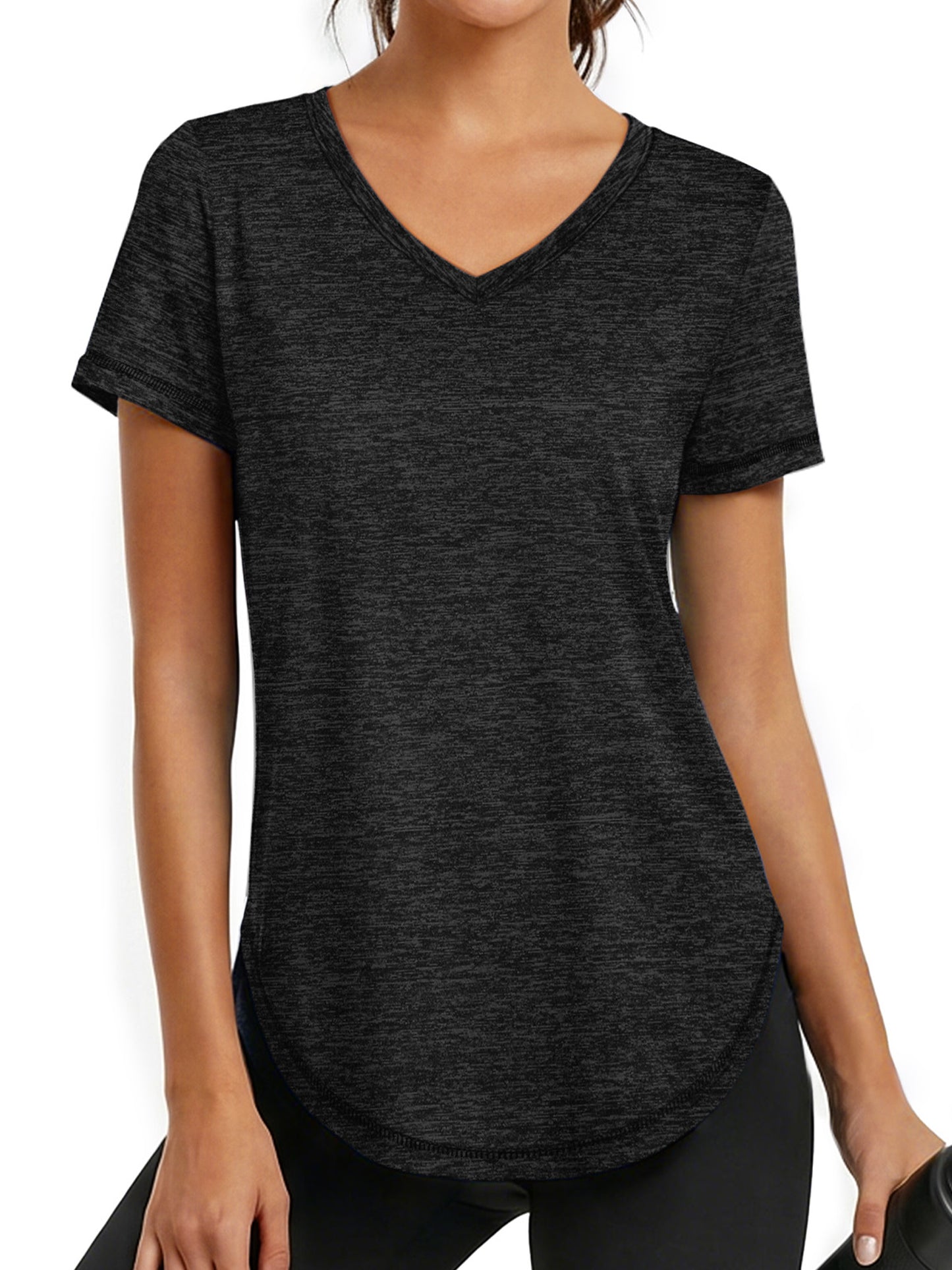 Rosvigor Womens Workout Tops V Neck Tee Shirts Quick Dry Athletic Shirts Women Loose Gym Running Tops