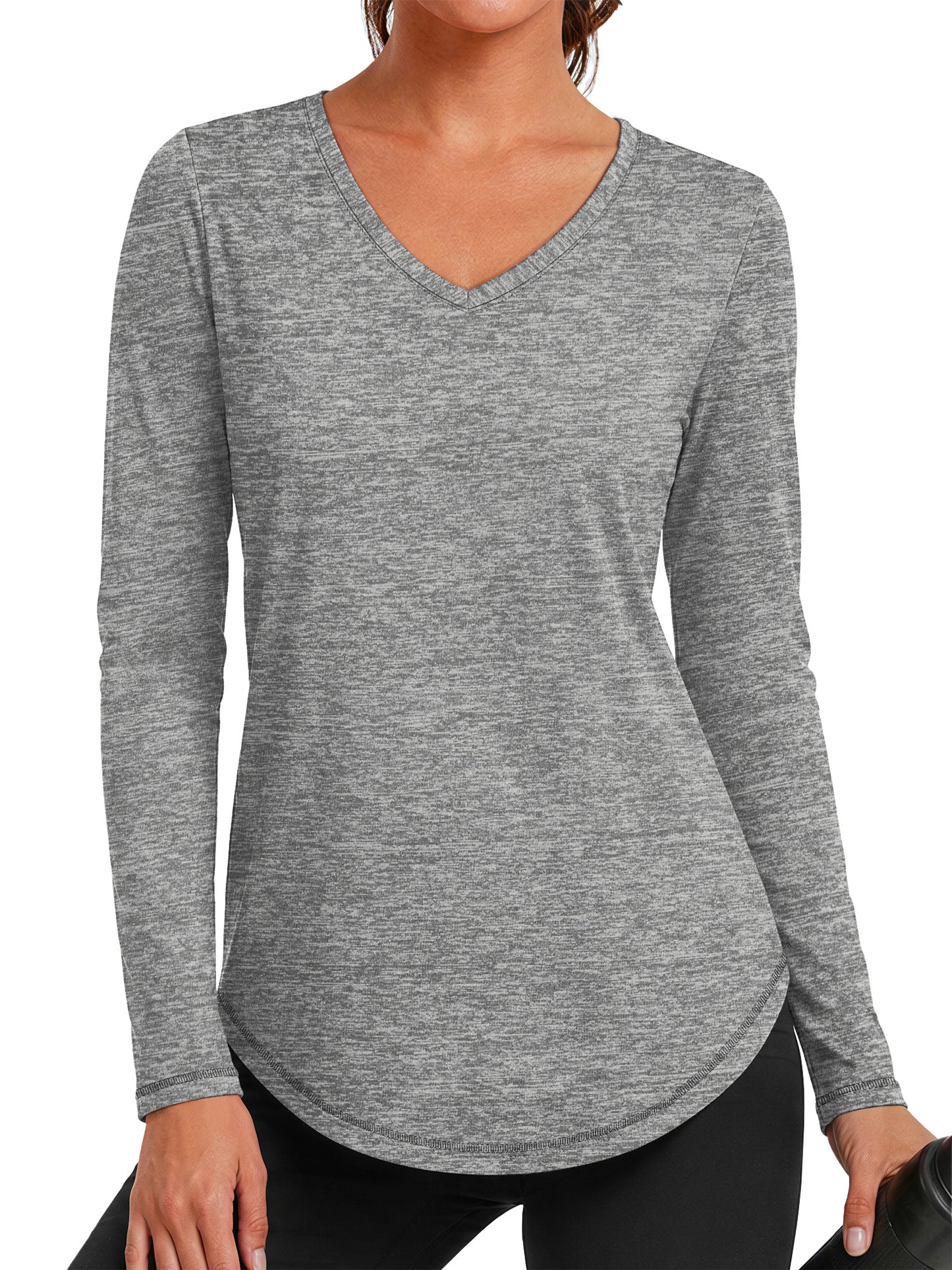 Rosvigor Womens Long Sleeve Workout Tops V Neck Athletic Shirts Quick Dry Running Gym Yoga Tops Loose Fit Activewear