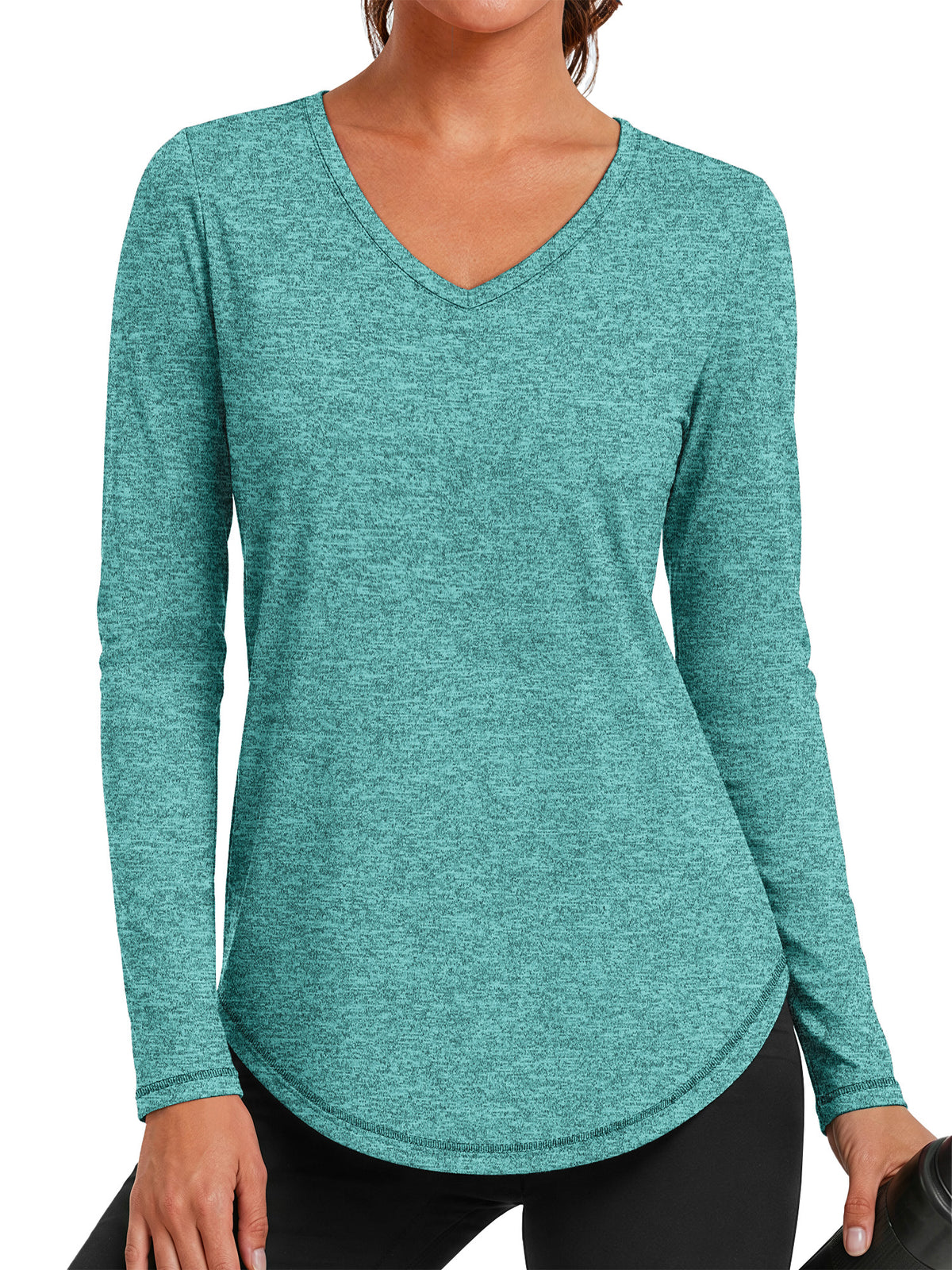 Rosvigor Womens Long Sleeve Workout Tops V Neck Athletic Shirts Quick Dry Running Gym Yoga Tops Loose Fit Activewear